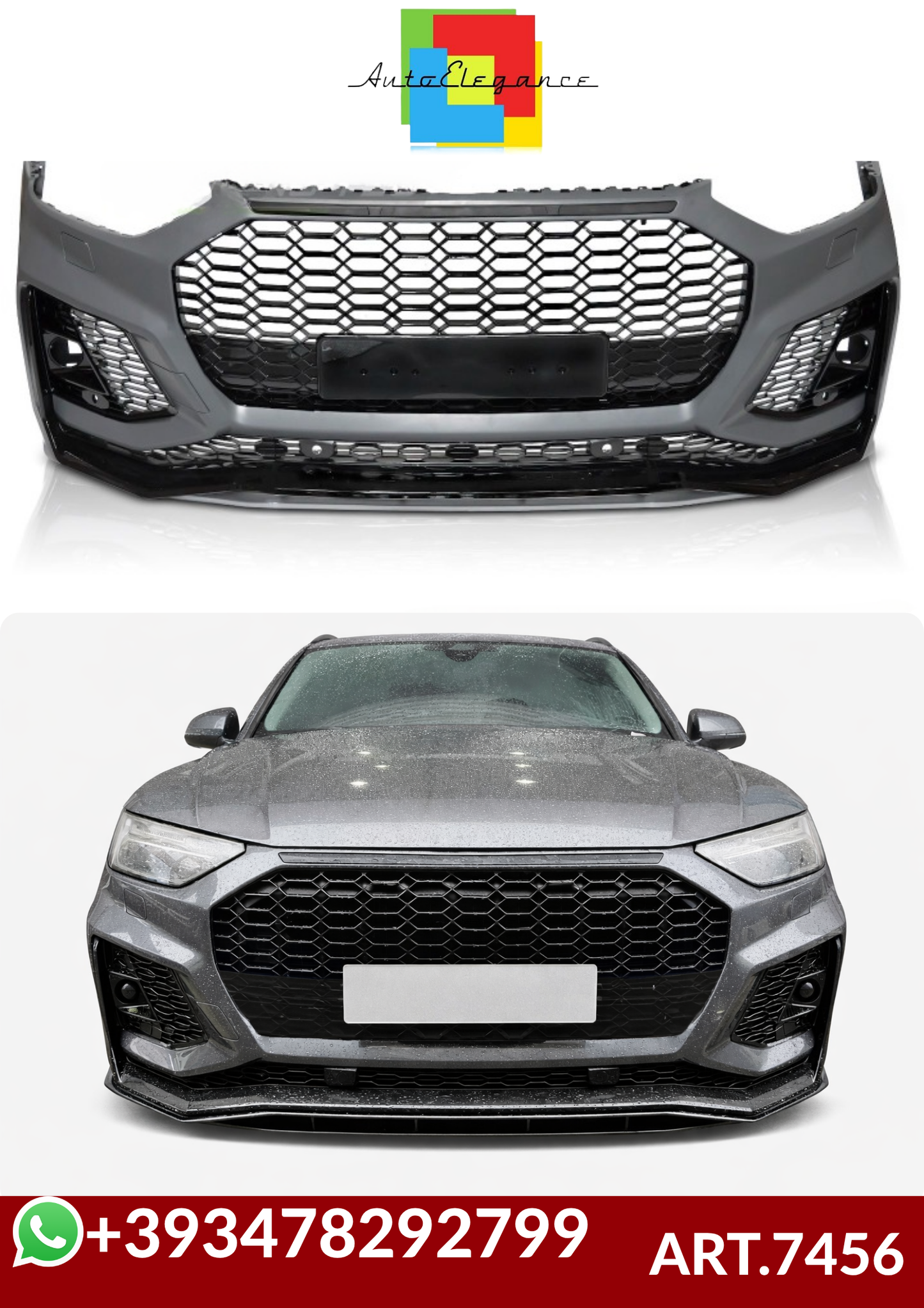 ART.7456 Paraurti Anteriore Look RSQ5 PDC per AUDI Q5 2020-2024