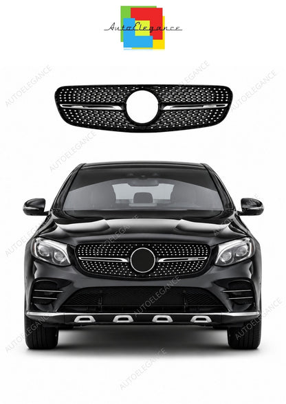 💕 Griglia Anteriore Adatta per Mercedes GLC X253 C253 AMG 15-18 Diamond Nera 💕