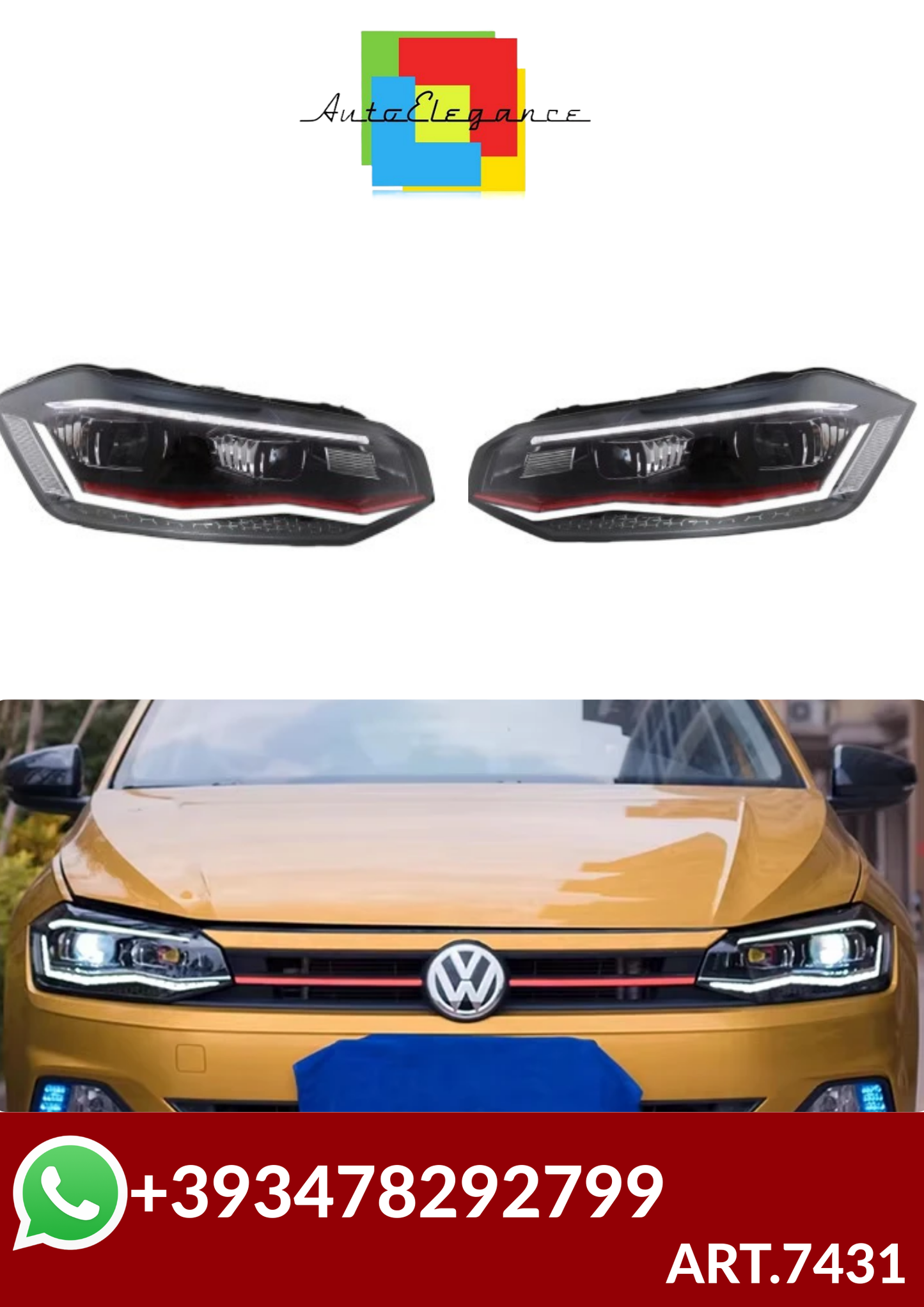 ART.7431  FARI ANTERIORI  VW POLO 6 2011-2024