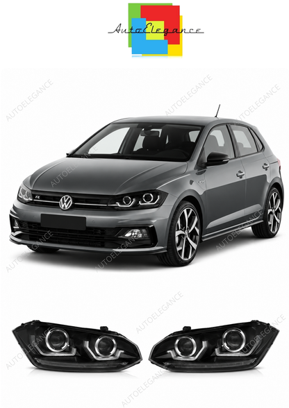 💕 Fari Anteriori Adatto per VW Polo VI 2G 2017-2021 Seq LED Neri 💕