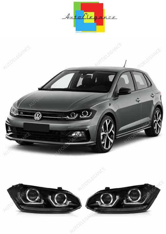 💕 Fari Anteriori Adatto per VW Polo VI 2G 2017-2021 Seq LED Neri 💕