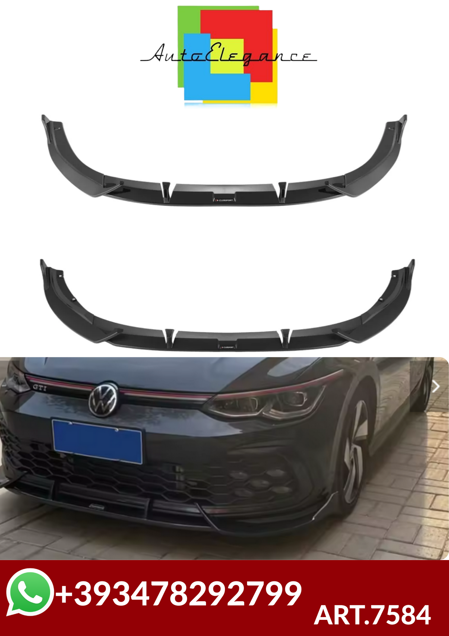 ART.7584  SPLITTER VW Golf 8  GTI R-Line Pro 2021 -2023