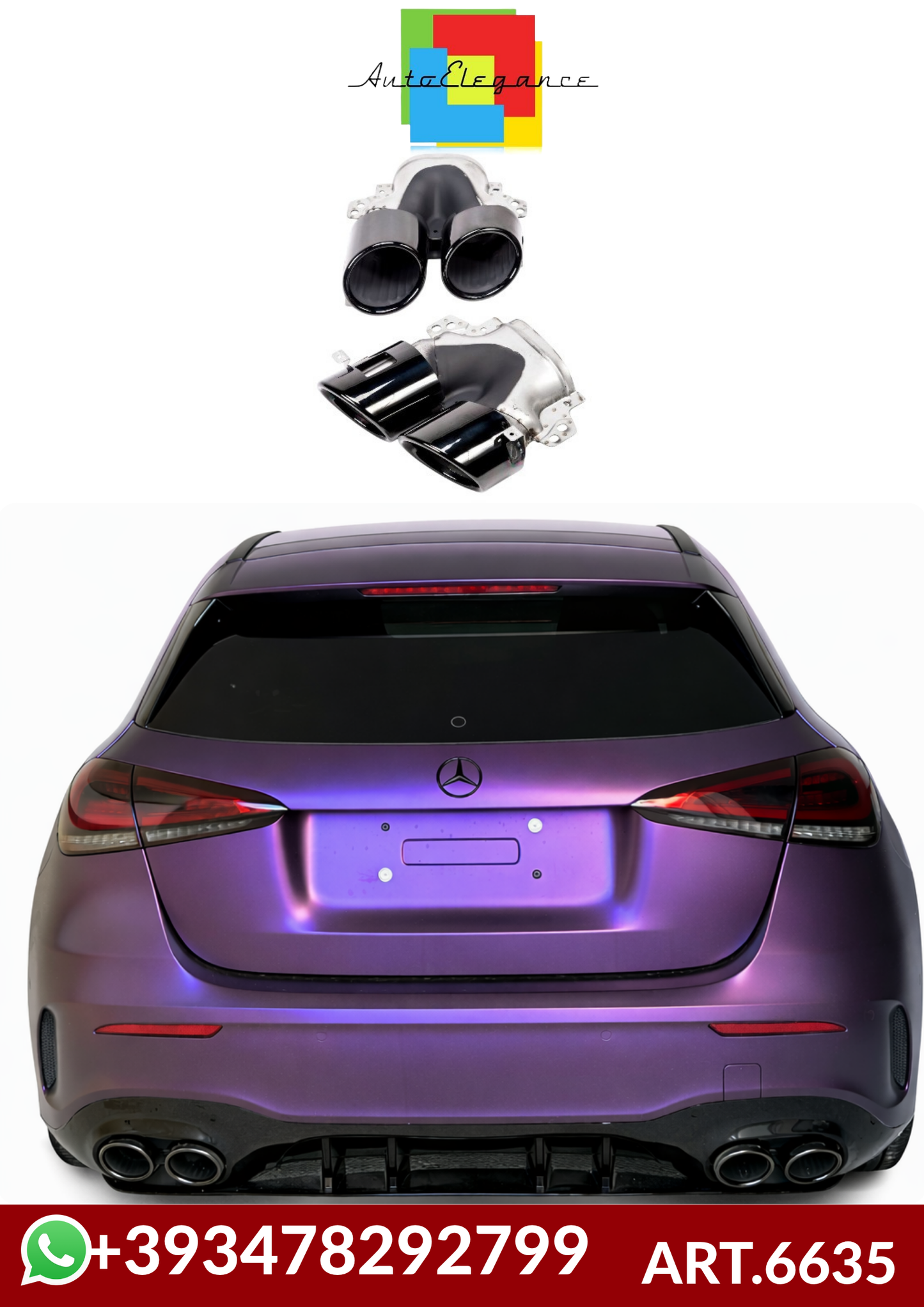 💕ART.6635 TERMINALI DI SCARICO Look AMG per Mercedes Classe A/GLB/CLA/GLA💕