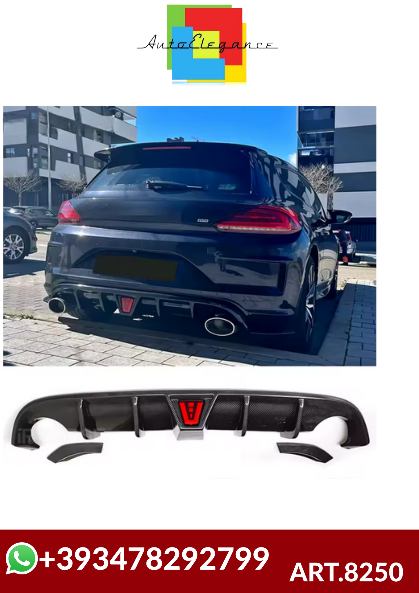 💕ART.8250   DIFFUSORI VW Scirocco R 2015 2016 2017  CARBONIO💕