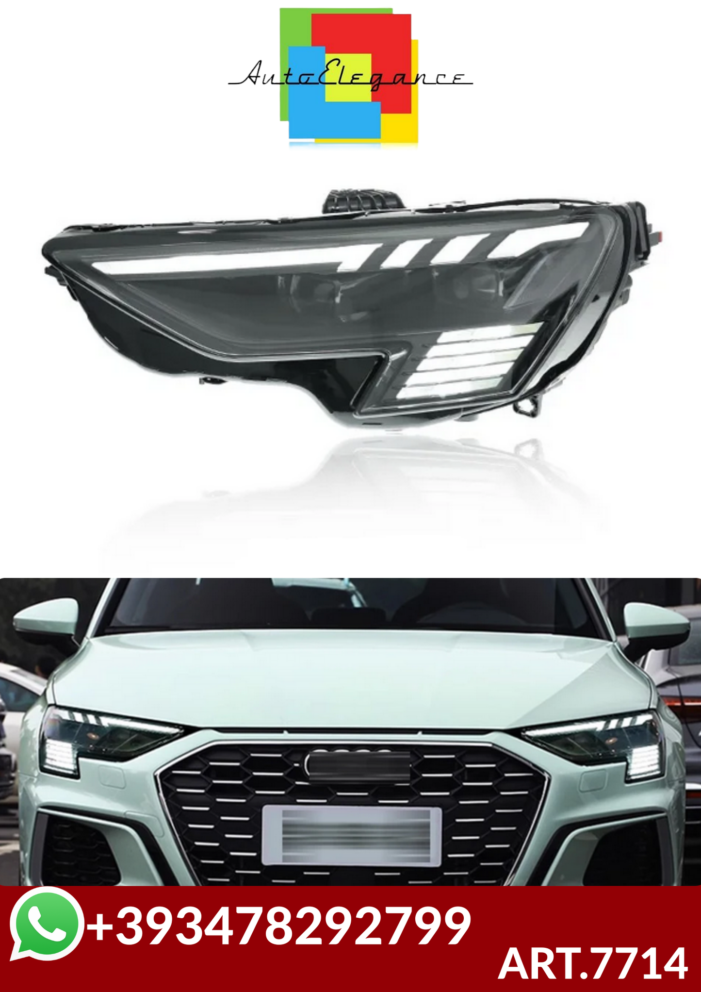 💕ART.7714 FARI ANTERIORI Audi A3 8Y LED  2021- 2024  💕