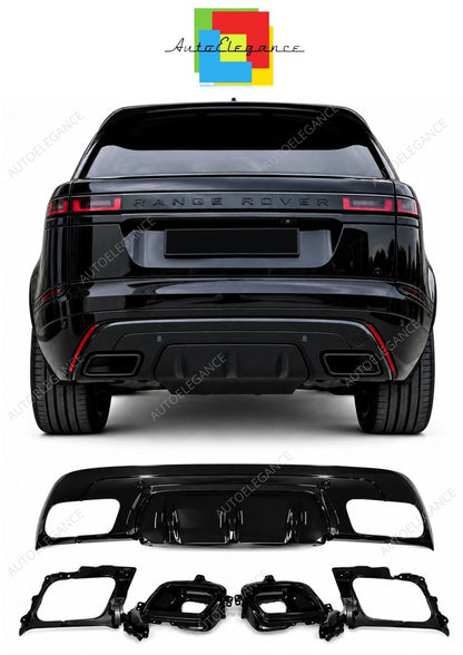 💕ART.2236 DIFFUSORE RANGE ROVER VELAR SUV L560 2017+ TERMINALI  NERO LUCIDO💕