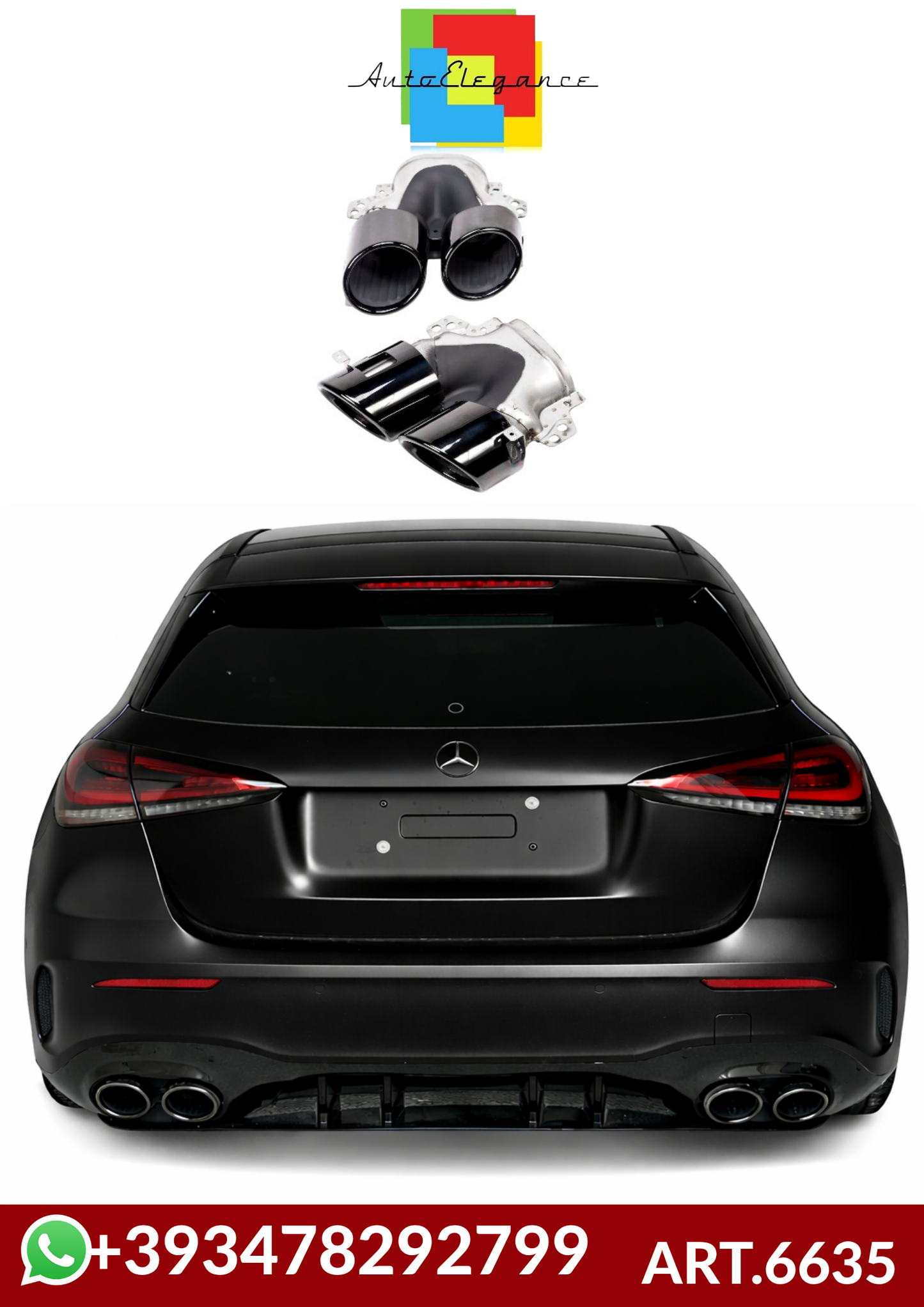 💕ART.6635 TERMINALI DI SCARICO Look AMG per Mercedes Classe A/GLB/CLA/GLA💕