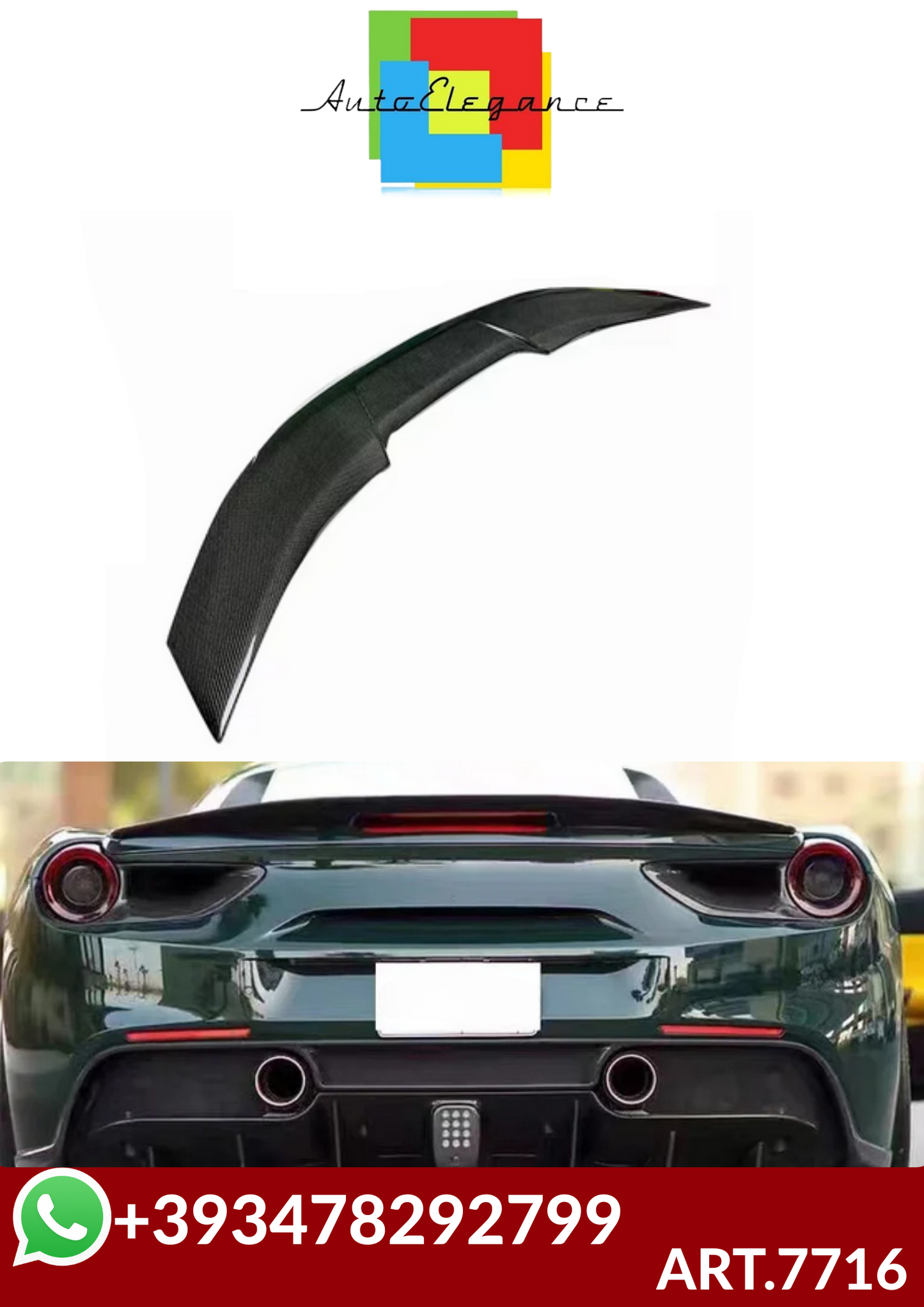💕ART.7716  SPOILER  Ferrari 488 GTB Spider 2015-2019💕
