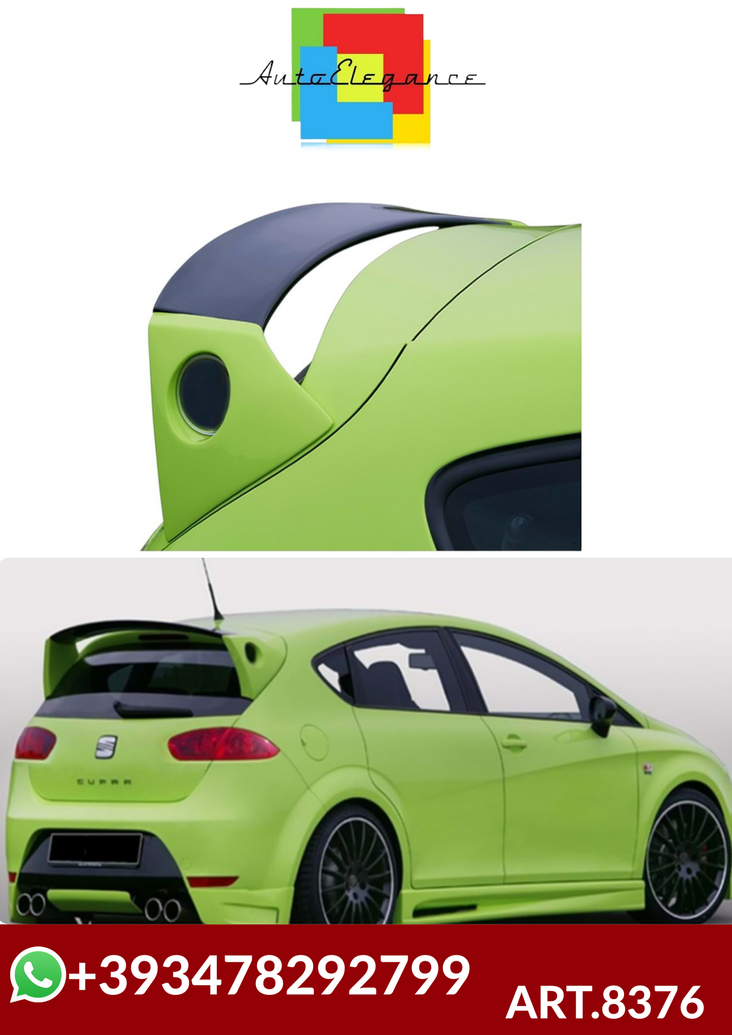 💕ART.8376 SPOILER Seat Leon Mk2 FL 2009+ nero lucido💕