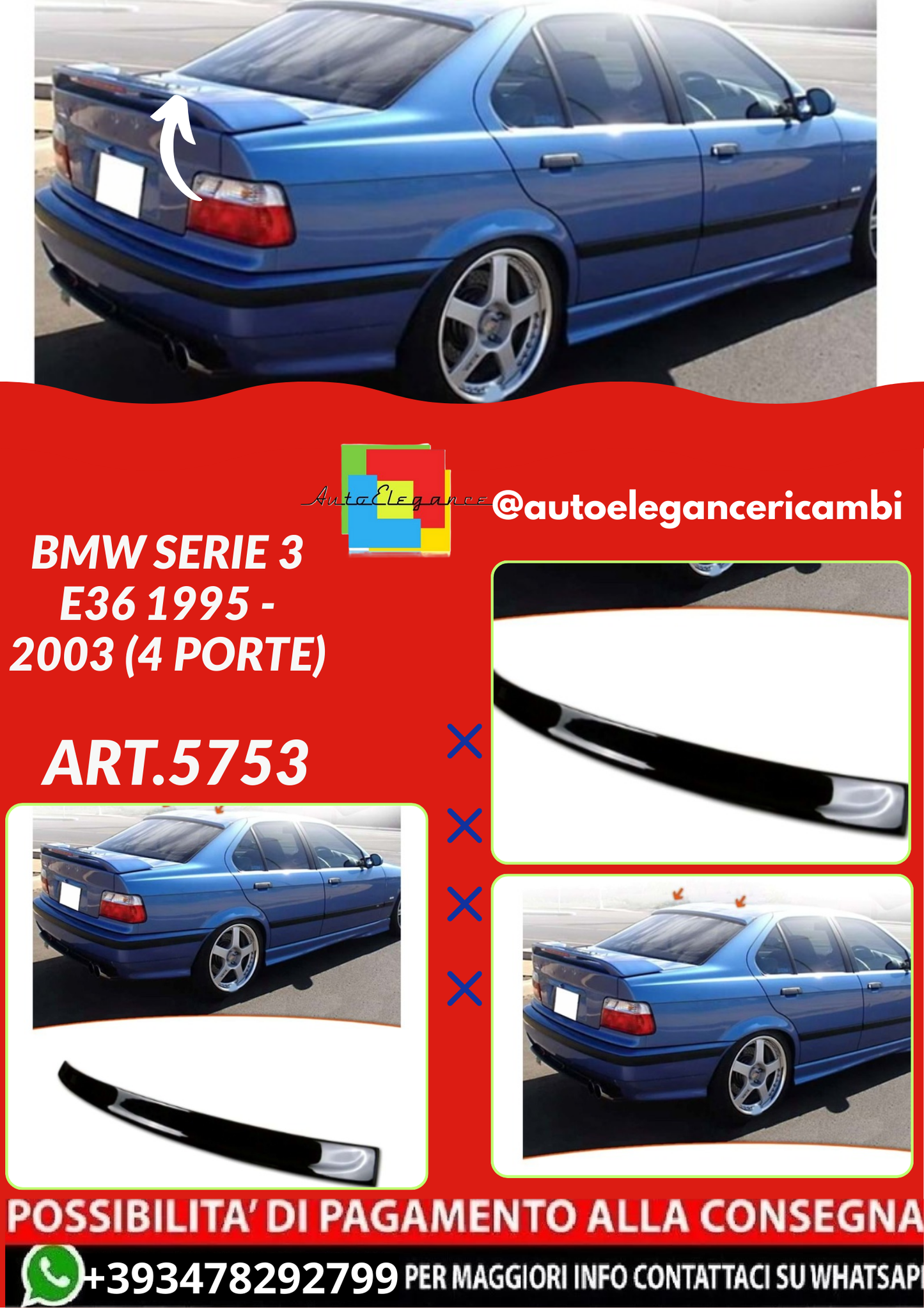 ART.5753 SPOILER BMW SERIE 3 E36 1995 - 2003 (4 Porte)