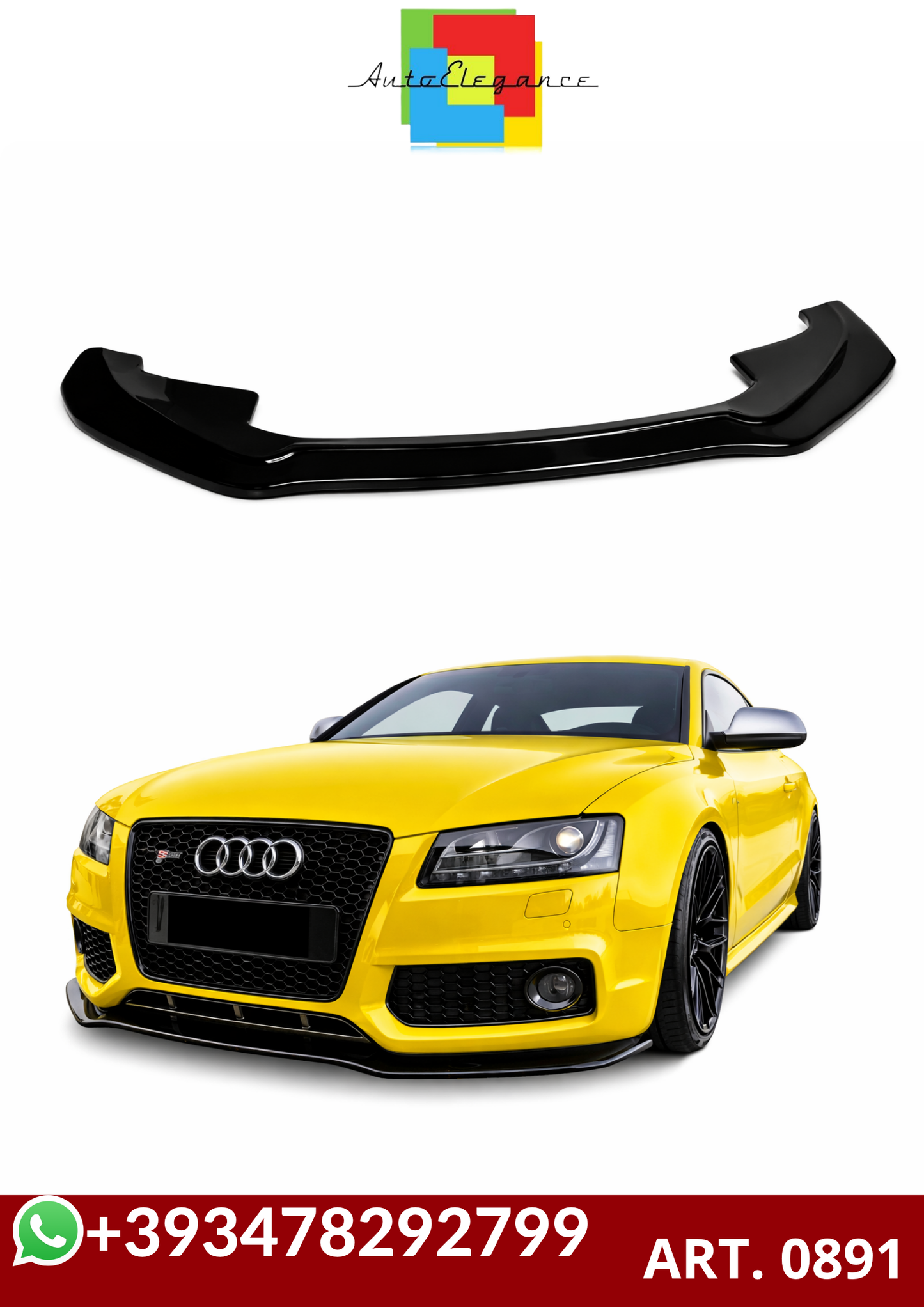 💕ART. 0891 SPLITTER AUDI A5 2007-2011 SLINE S5 NERO  LUCIDO 💕