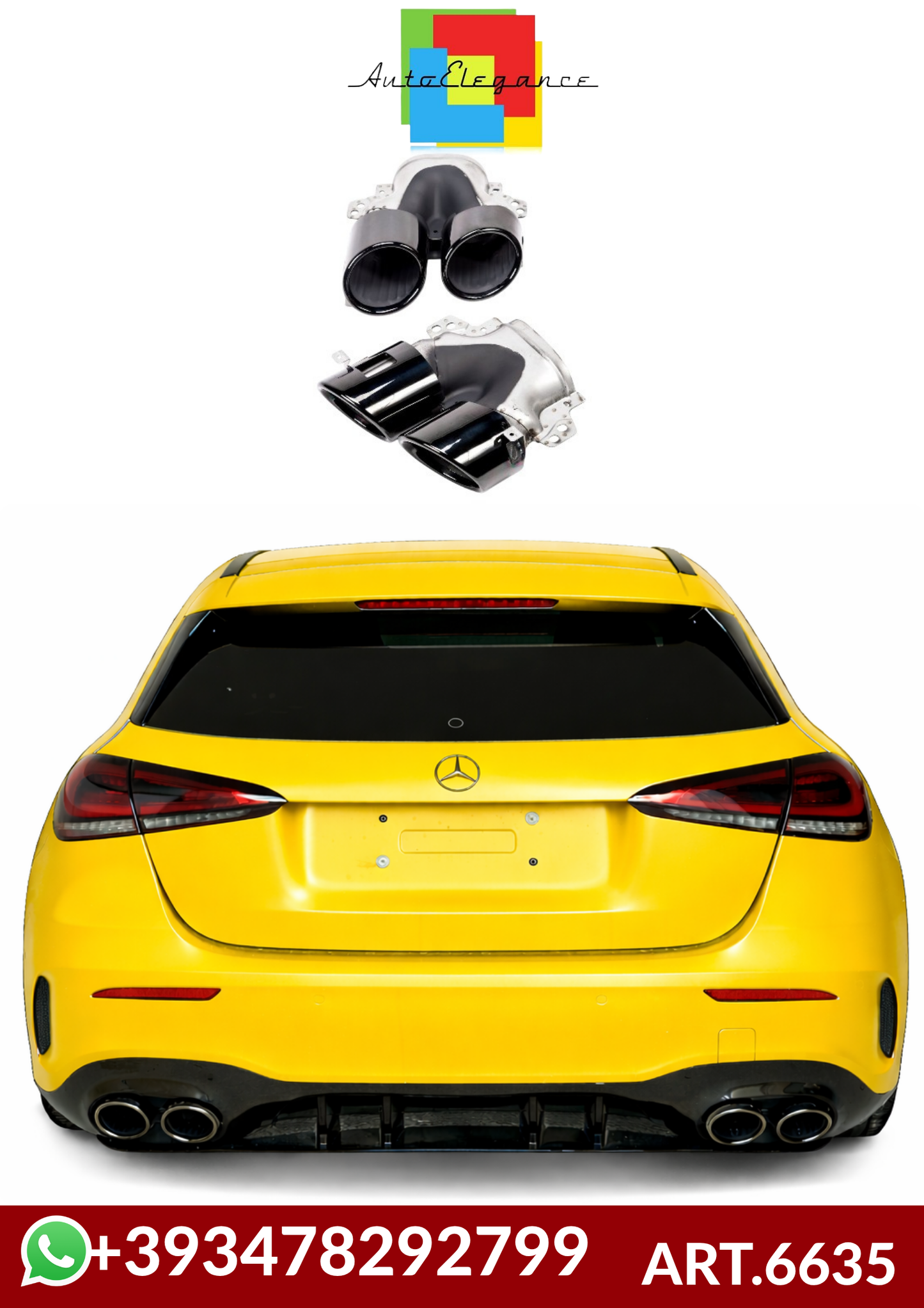 💕ART.6635 TERMINALI DI SCARICO Look AMG per Mercedes Classe A/GLB/CLA/GLA💕