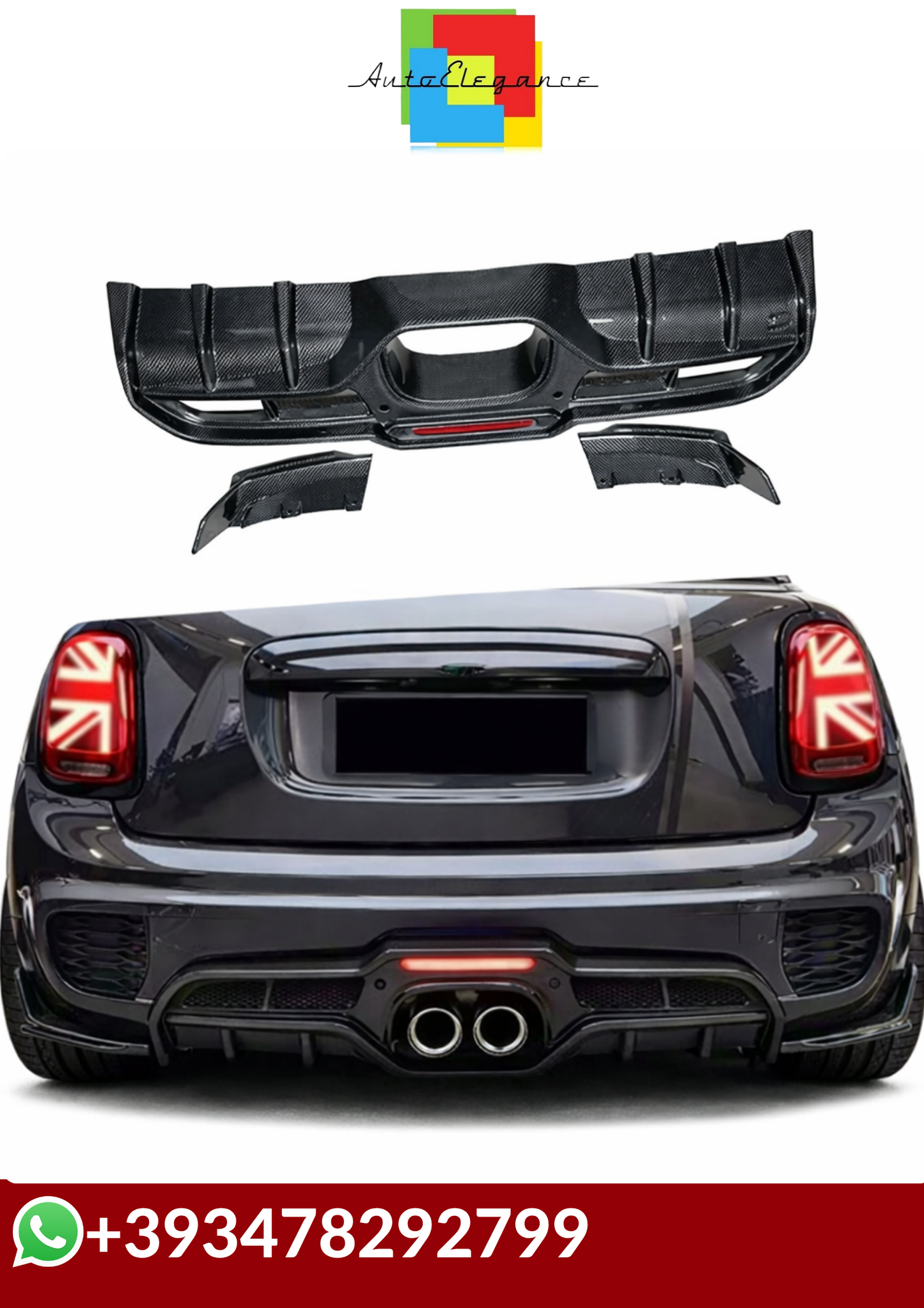 💕DIFFUSORI LED Mini Cooper F55 F56 F57 JCW 2006-2015 NERO LUCIDO 💕