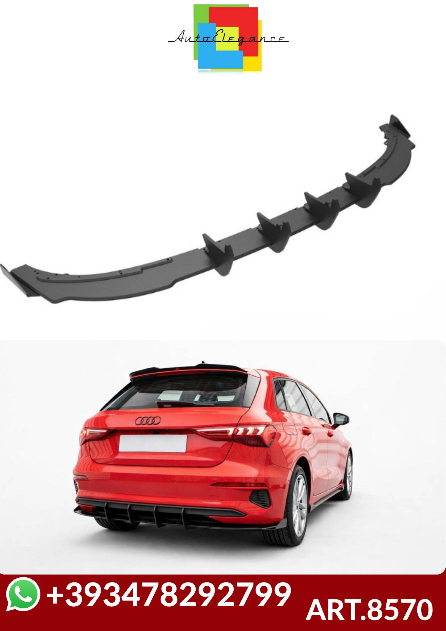 💕ART.8570 SPLITTER POSTERIORI +FLAPS Audi A3 Sportback 8Y  💕