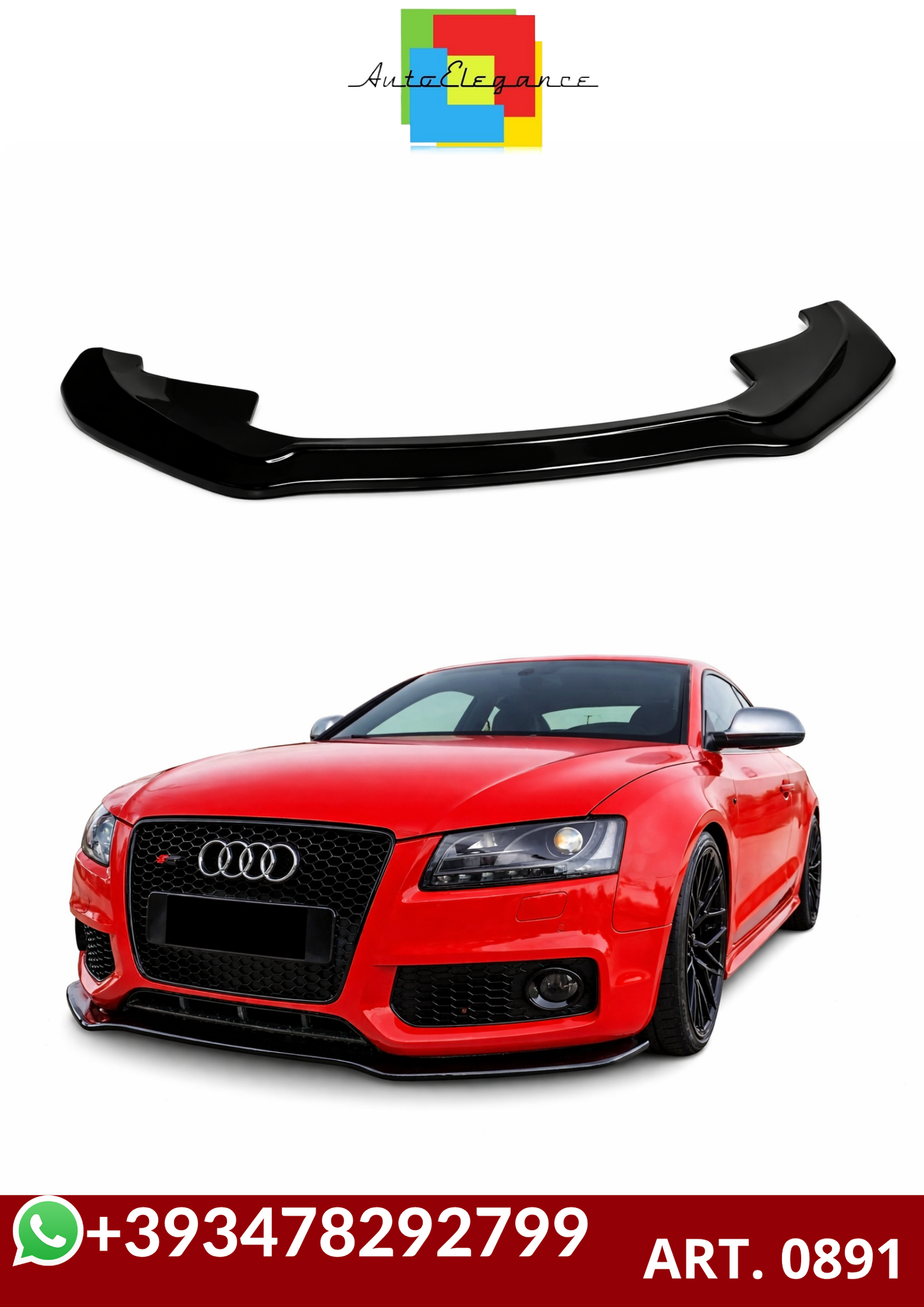 💕ART. 0891 SPLITTER AUDI A5 2007-2011 SLINE S5 NERO  LUCIDO 💕