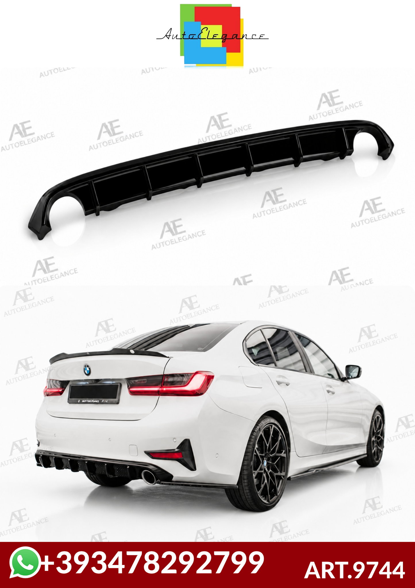 💕ART.9744 DIFFUSORI BMW 3 G20 2019+ NERO LUCIDO💕
