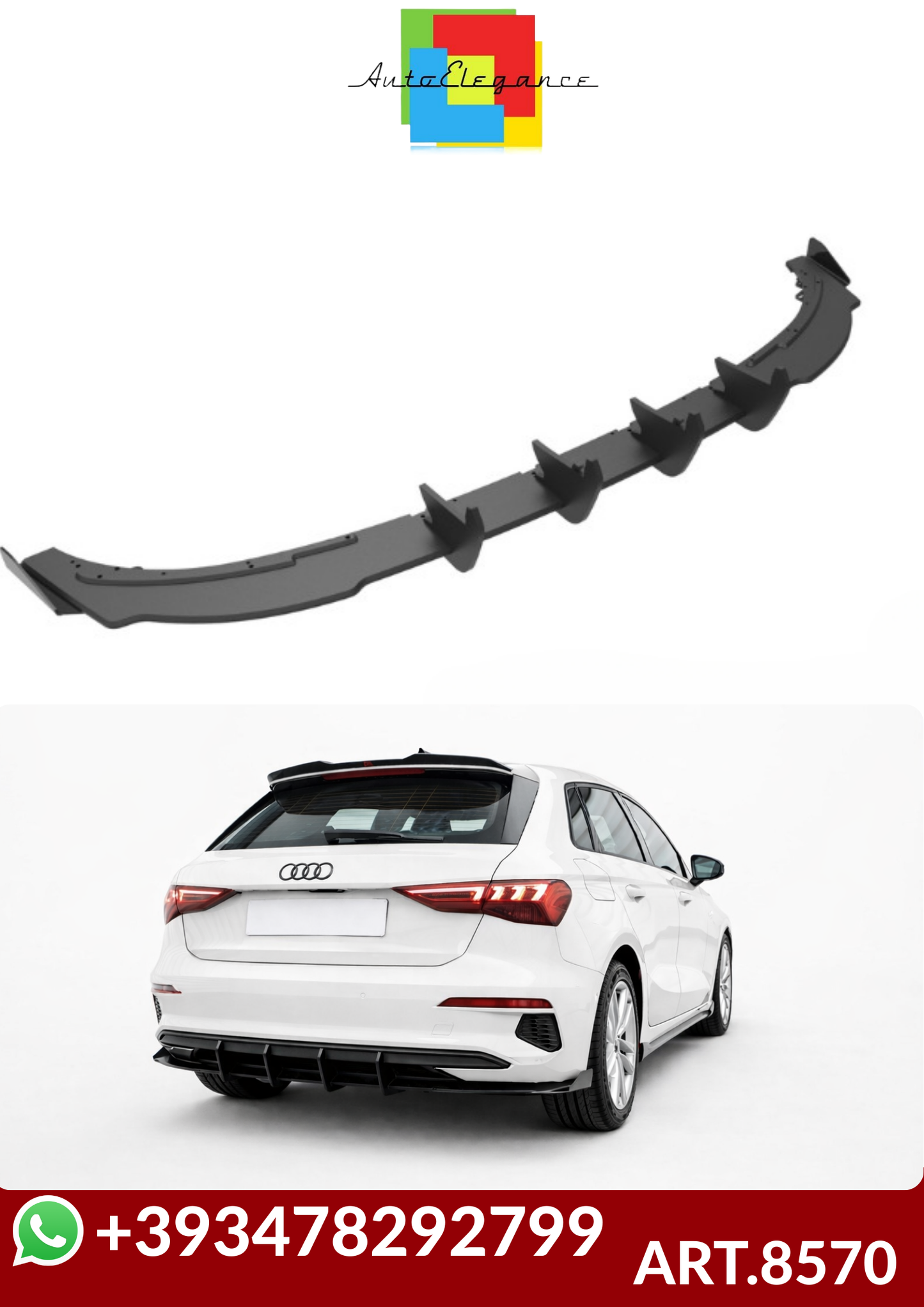 💕ART.8570 SPLITTER POSTERIORI +FLAPS Audi A3 Sportback 8Y  💕