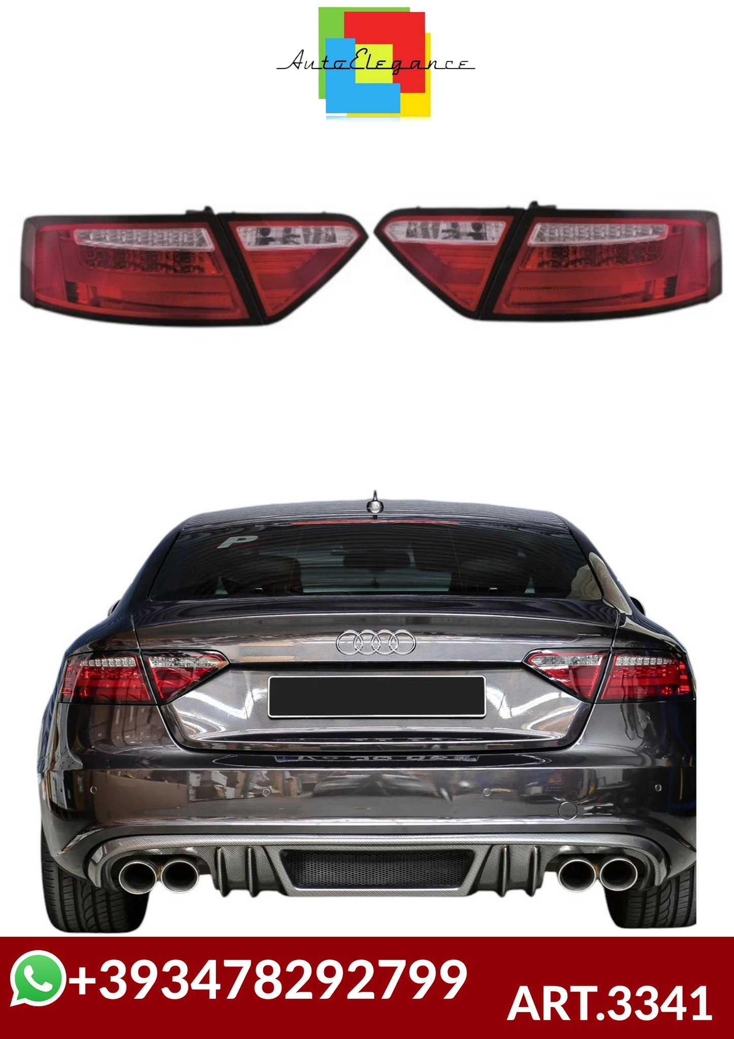 ART.3341 Fari Posteriori Audi A5 2-4P 07-09 Led Red/Smoked Cardna