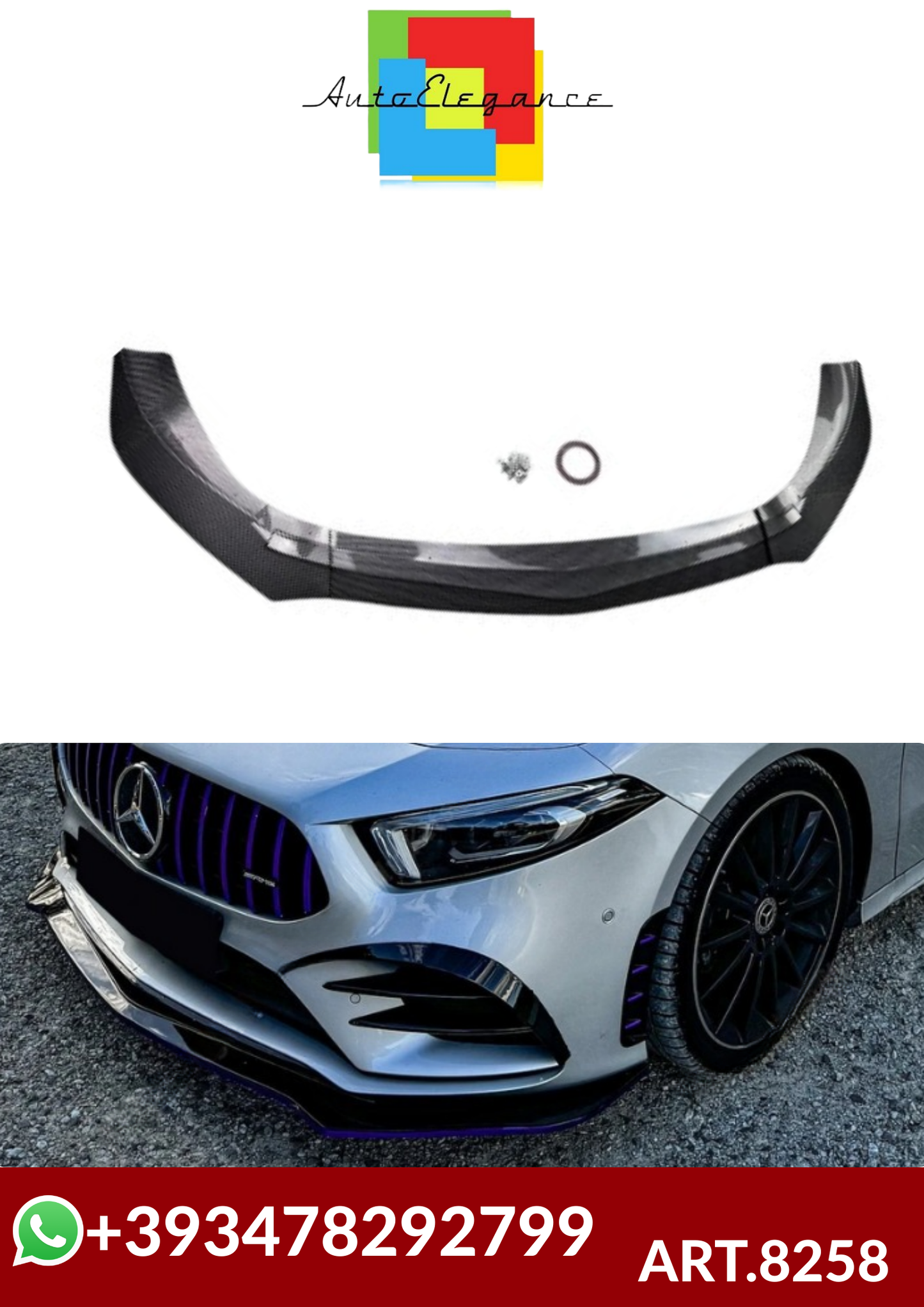 💕AART.8258  SPLITTER Mercedes Benz A Class W177 2018+ CARBONIO💕