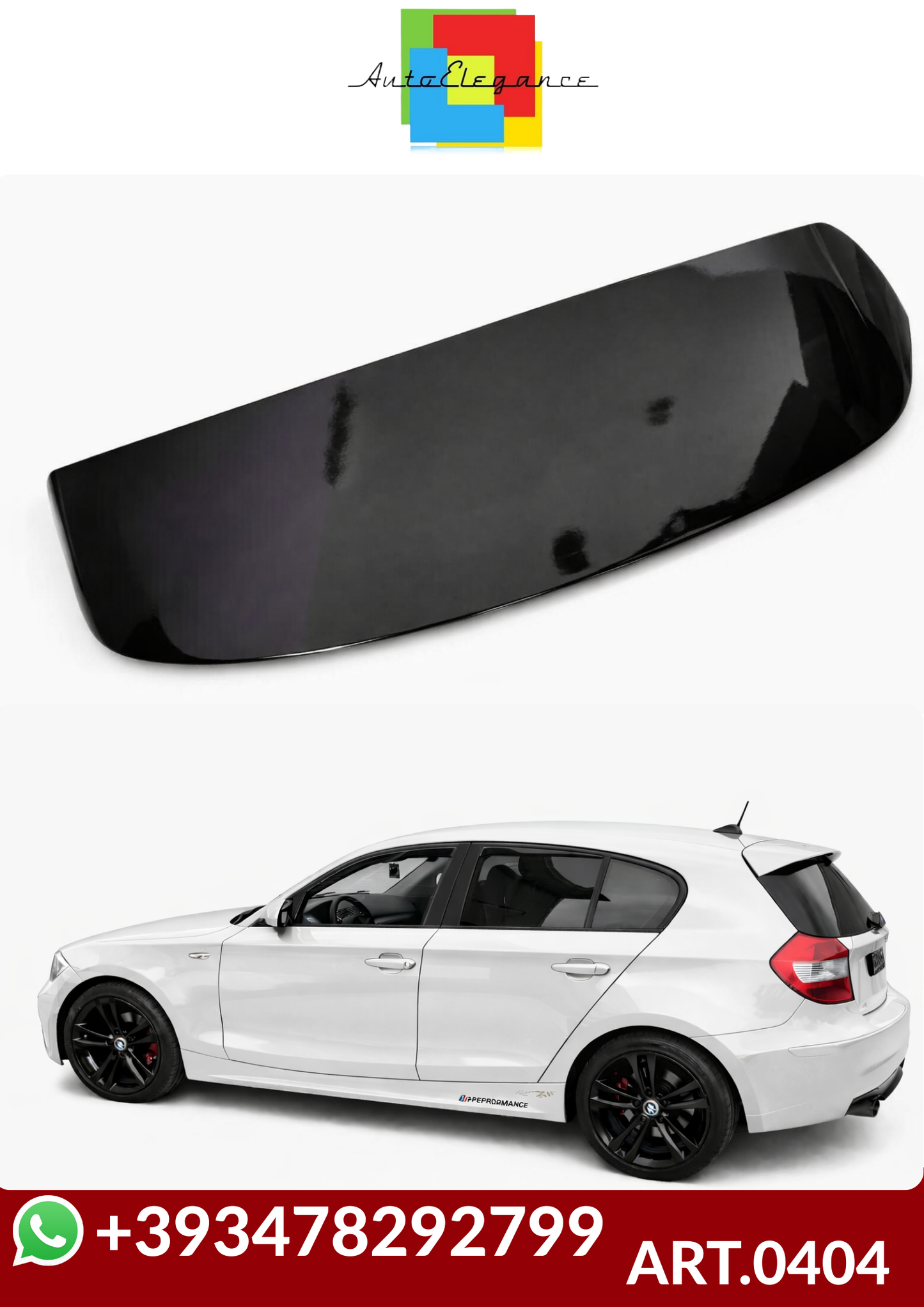💕ART.0404  SPOILER BMW SERIE 1 E87 E81 2004-2011 NERO LUCIDO💕