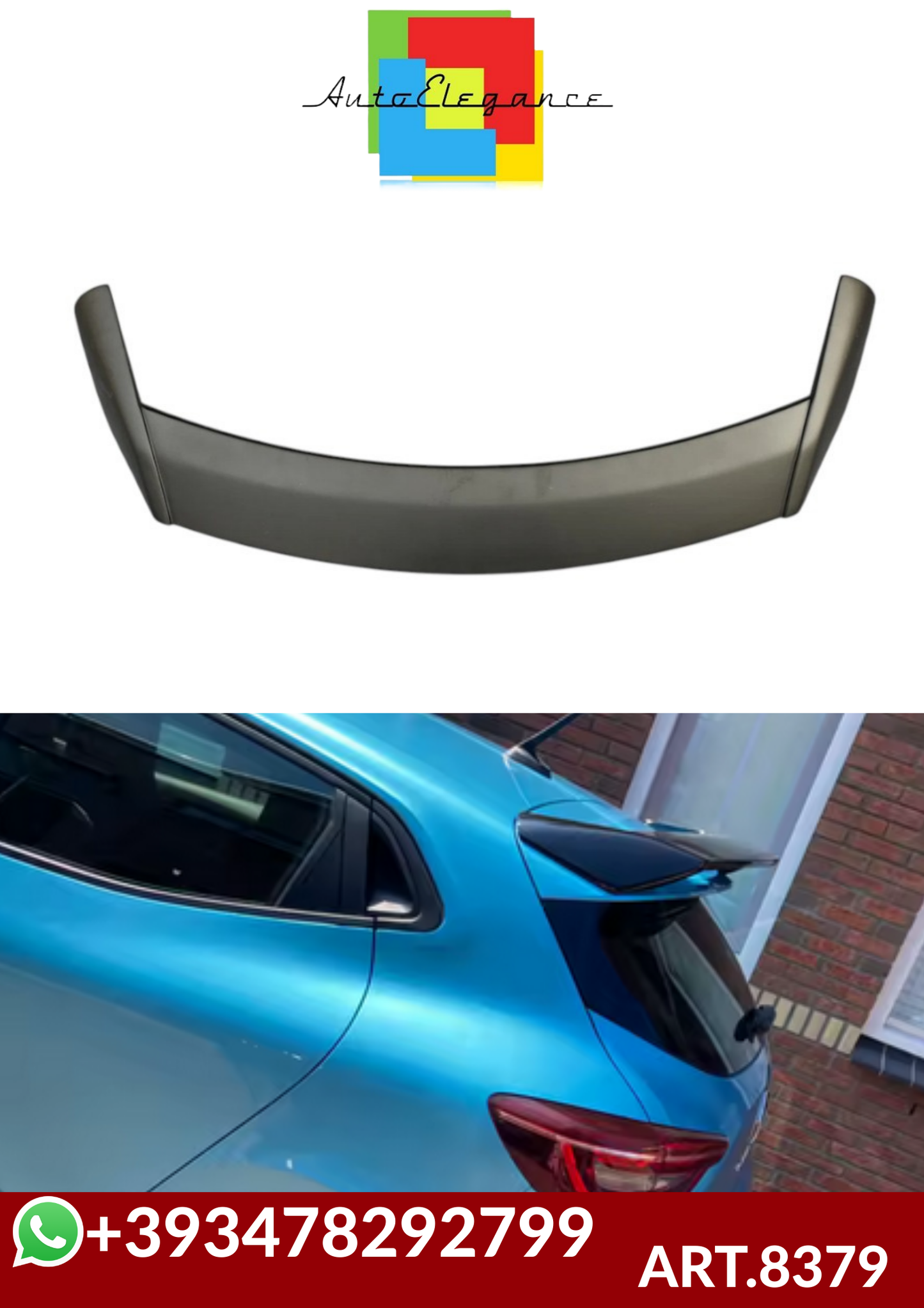 💕ART.8379 SPOILER RENAULT CLIO 2019-2024 NERO  LUCIDO💕