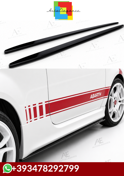Sotto minigonne adatto per Fiat 500 nero lucido