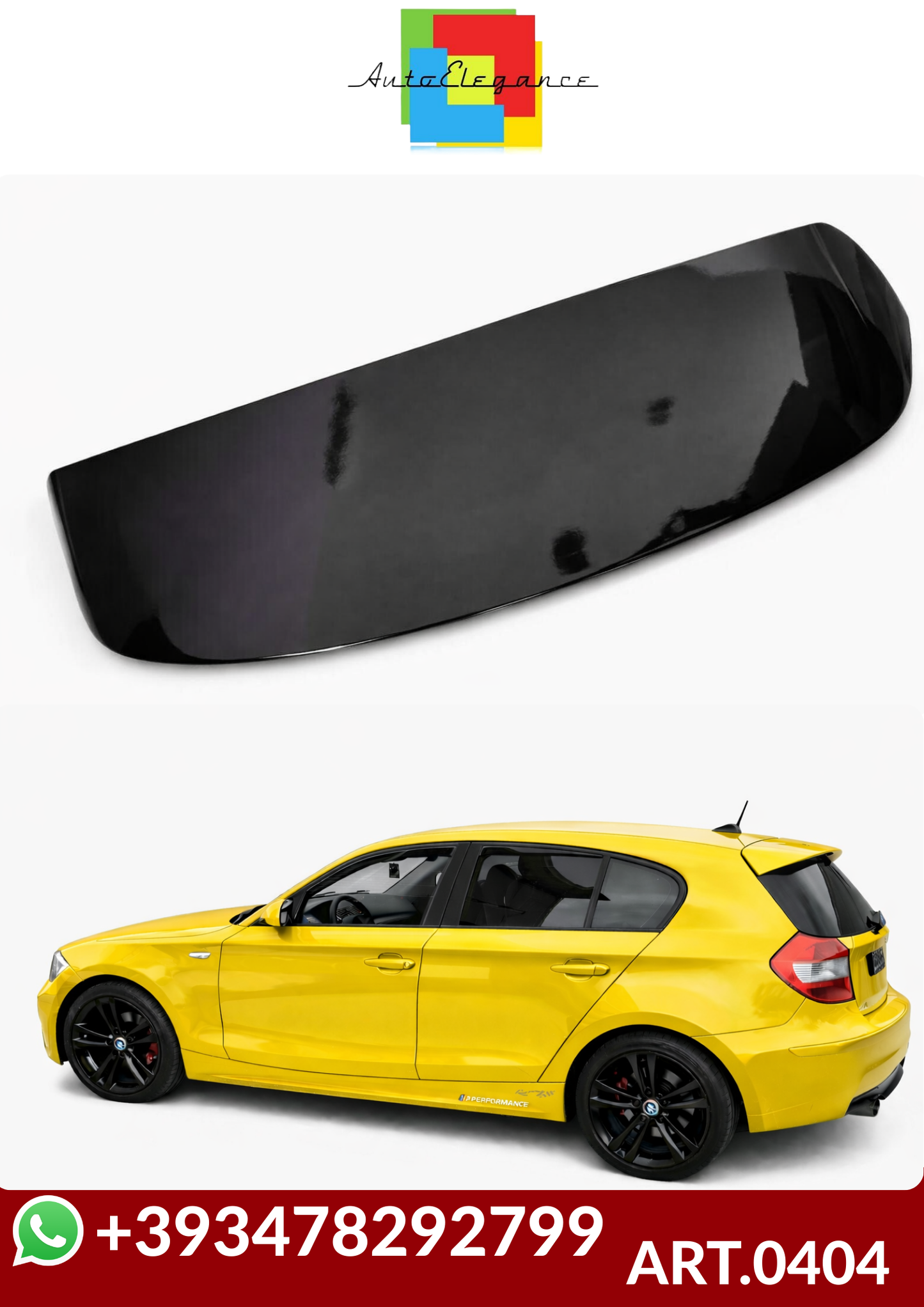 💕ART.0404  SPOILER BMW SERIE 1 E87 E81 2004-2011 NERO LUCIDO💕