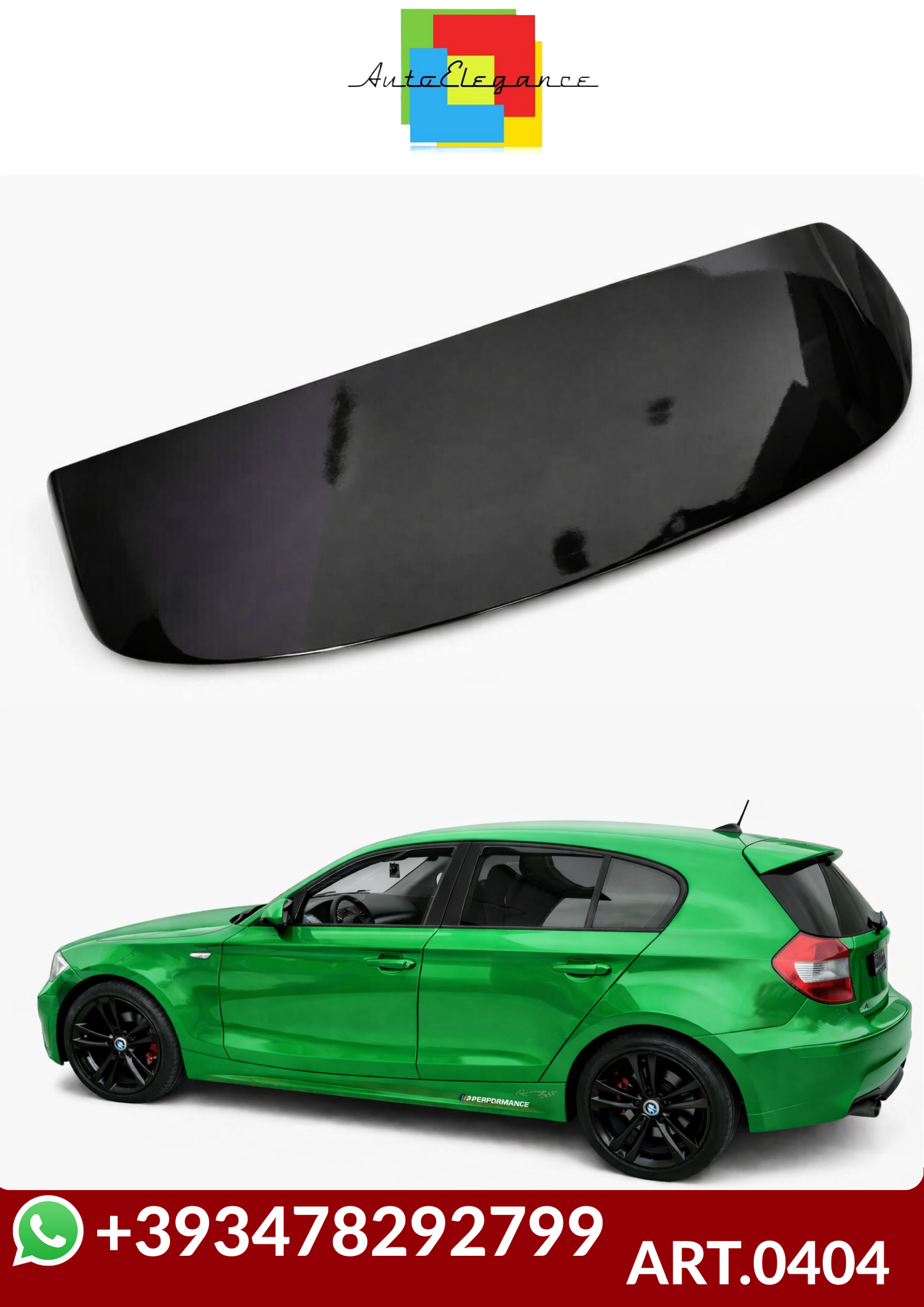 💕ART.0404  SPOILER BMW SERIE 1 E87 E81 2004-2011 NERO LUCIDO💕