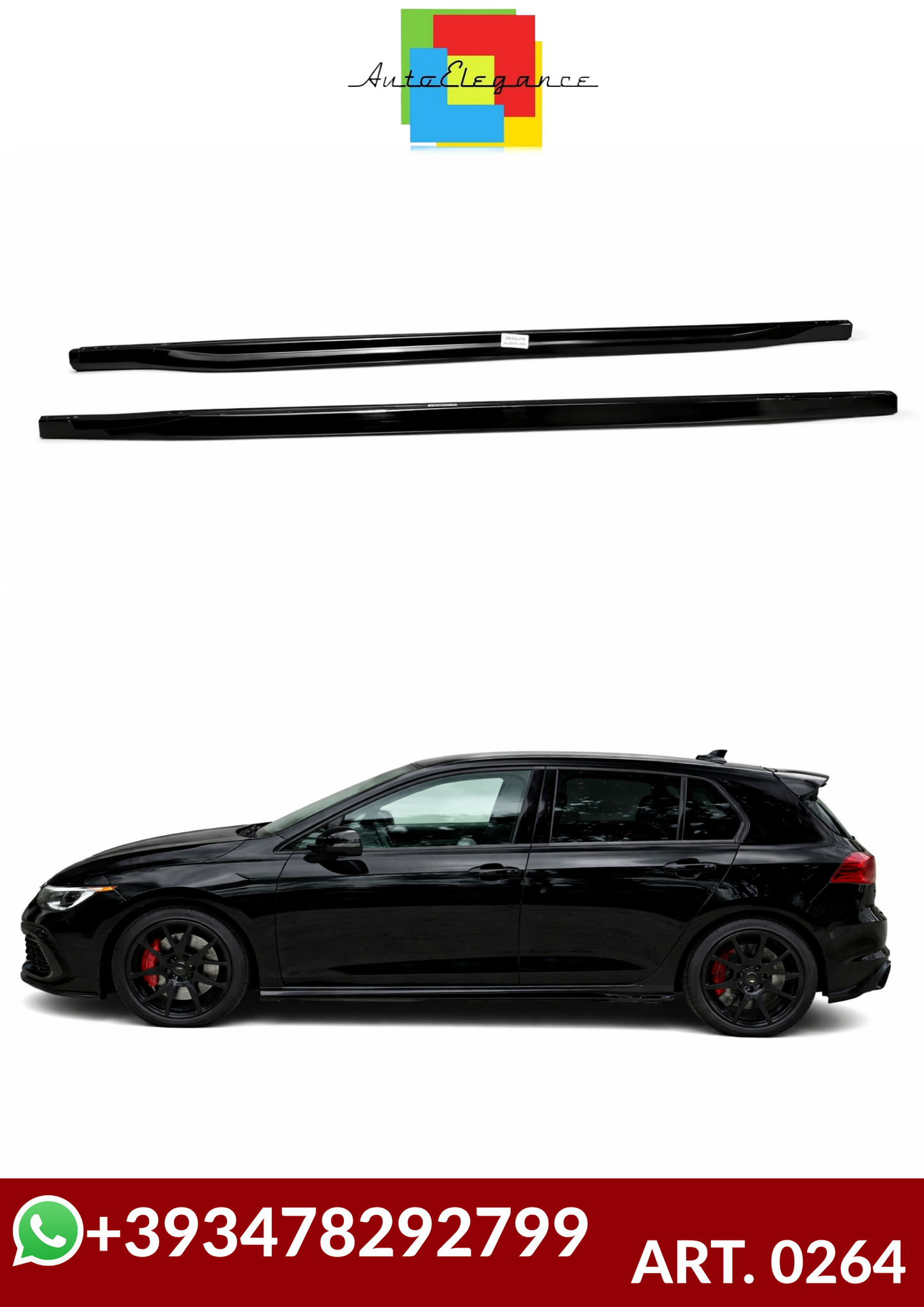 ART. 0264 MINIGONNE GOLF 8 VIII 2019+ LOOK GTI NERO LUCIDO