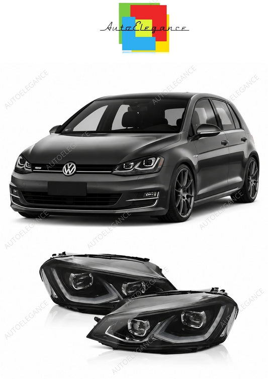 💕 Fari Anteriori Adatto per VW Golf VII 14-17 Full LED DRL Neri 💕