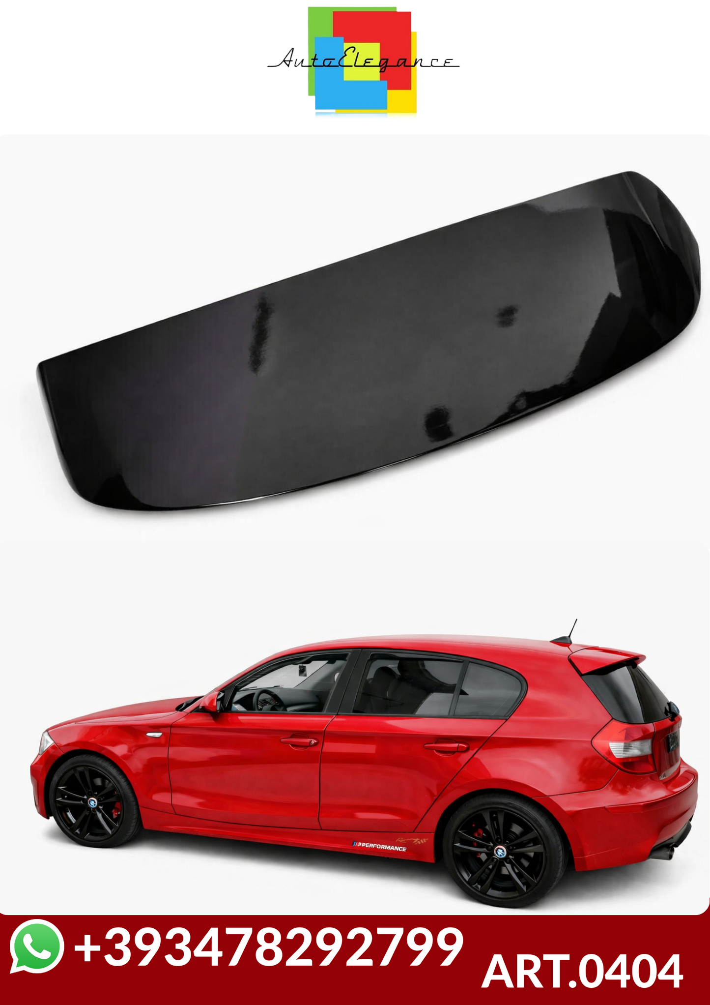 💕ART.0404  SPOILER BMW SERIE 1 E87 E81 2004-2011 NERO LUCIDO💕