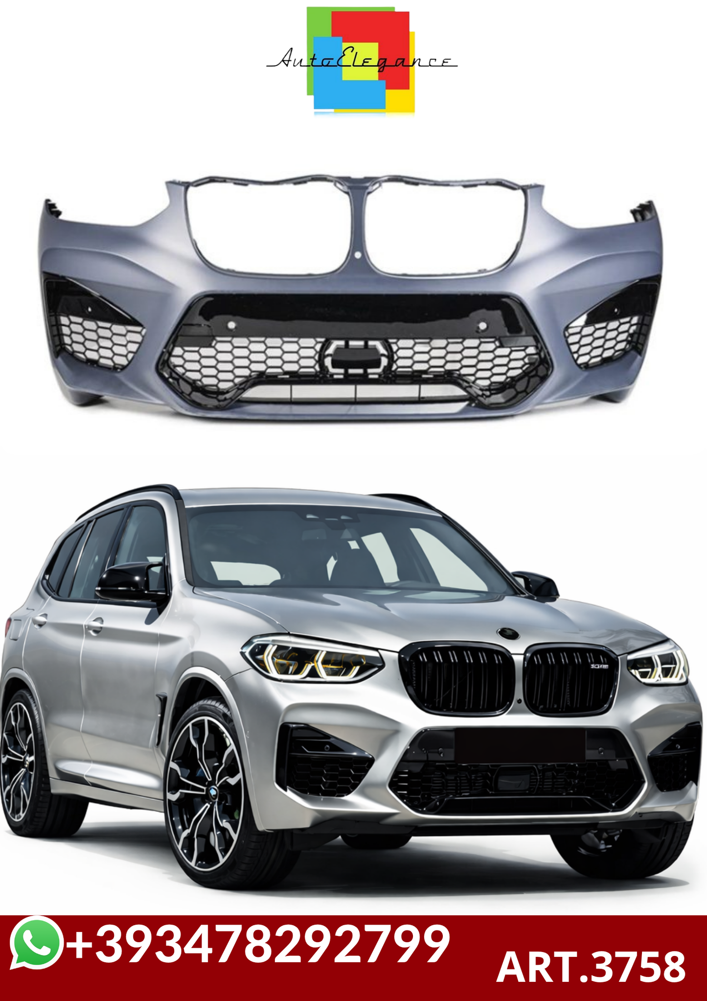 💕ART.3758 Paraurti anteriore  Bmw X3 G01, X4 G02 17-21 SPLITTER NON INCLUSO💕