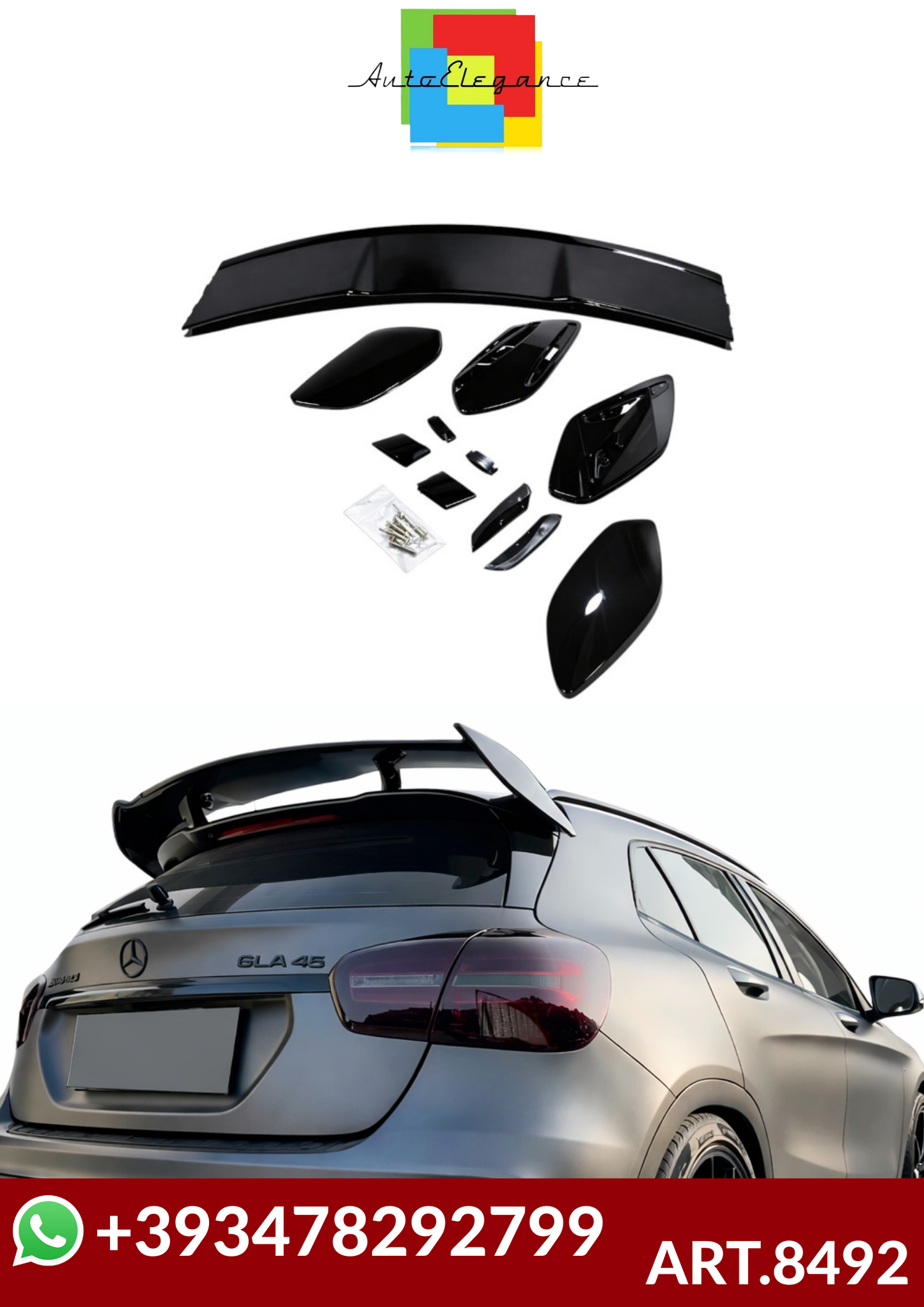💕ART.8492 SPOILER Mercedes Benz GLA Class X156 NERO  LUCIDO 💕