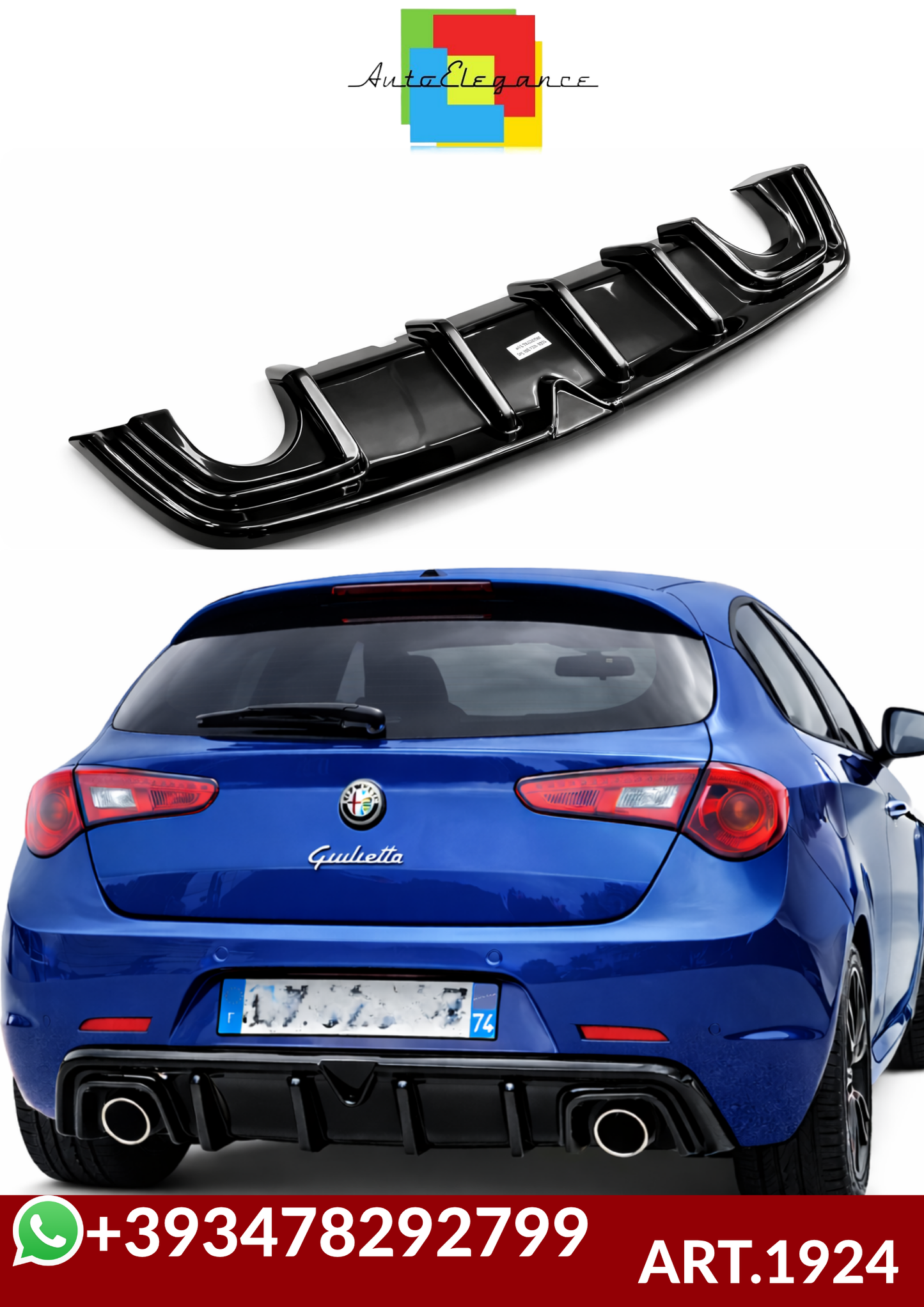 💕ART.1924  DIFFUSORE ALFA ROEMO GIULIETTA 2010-2020 NERO LUCIDO 💕