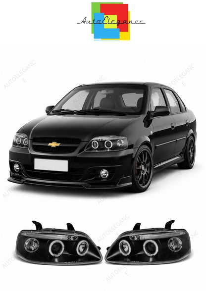 💕 Fari Anteriori Adatto per Chevrolet Aveo 2003-2006 Angel Eyes Neri 💕
