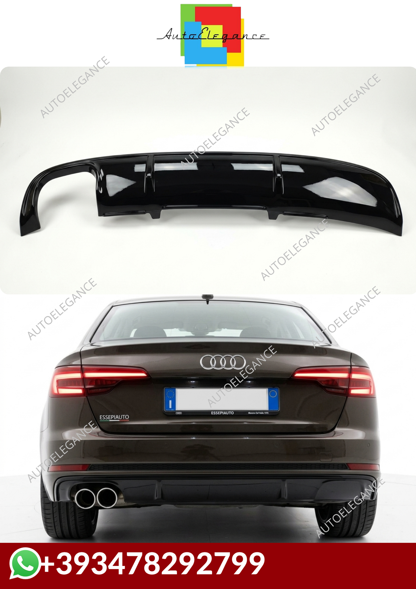 💕DIFFUSORE AUDI A4 B9 2016-2018 NERO LUCIDO 💕