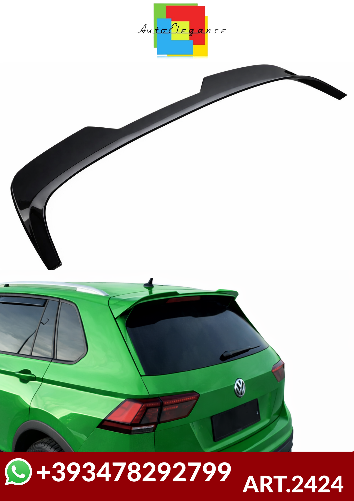 💕ART.2424 SPOILER VOLKSWAGEN TIGUAN MK2 R-LINE 2015-2020 NERO LUCIDO 💕