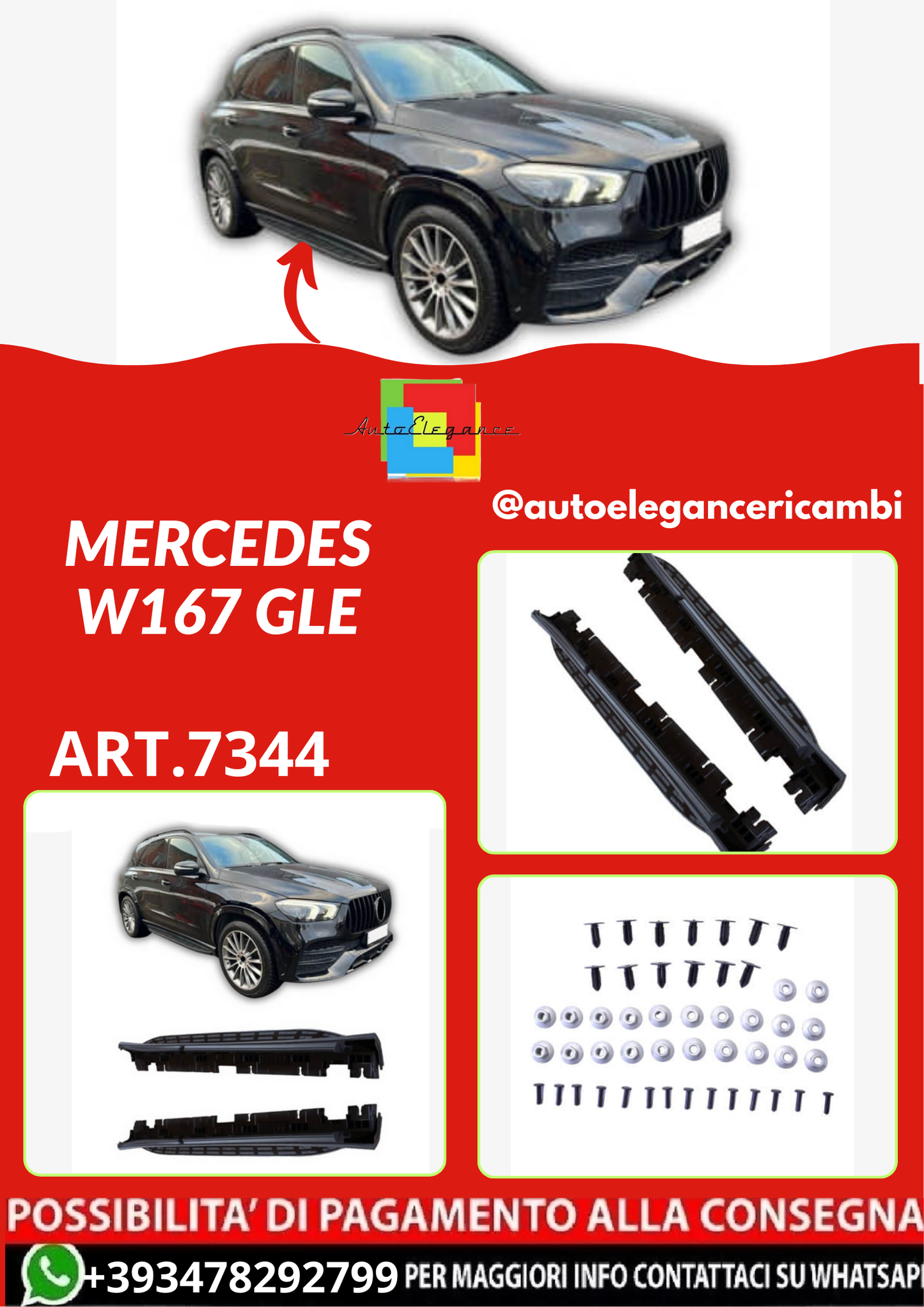 ART.7344 PEDANE MERCEDES  W167 GLE  NERO