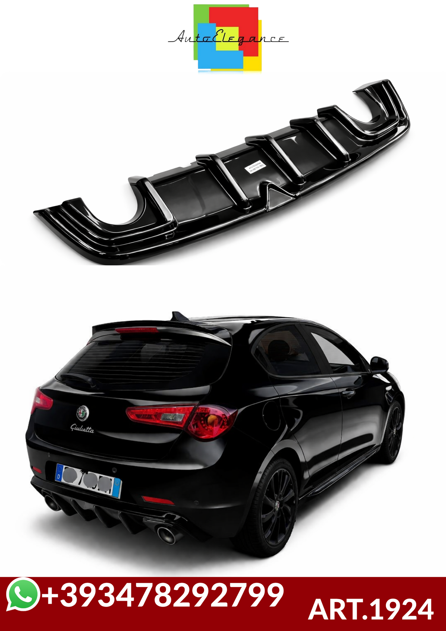 💕ART.1924  DIFFUSORE ALFA ROEMO GIULIETTA 2010-2020 NERO LUCIDO 💕