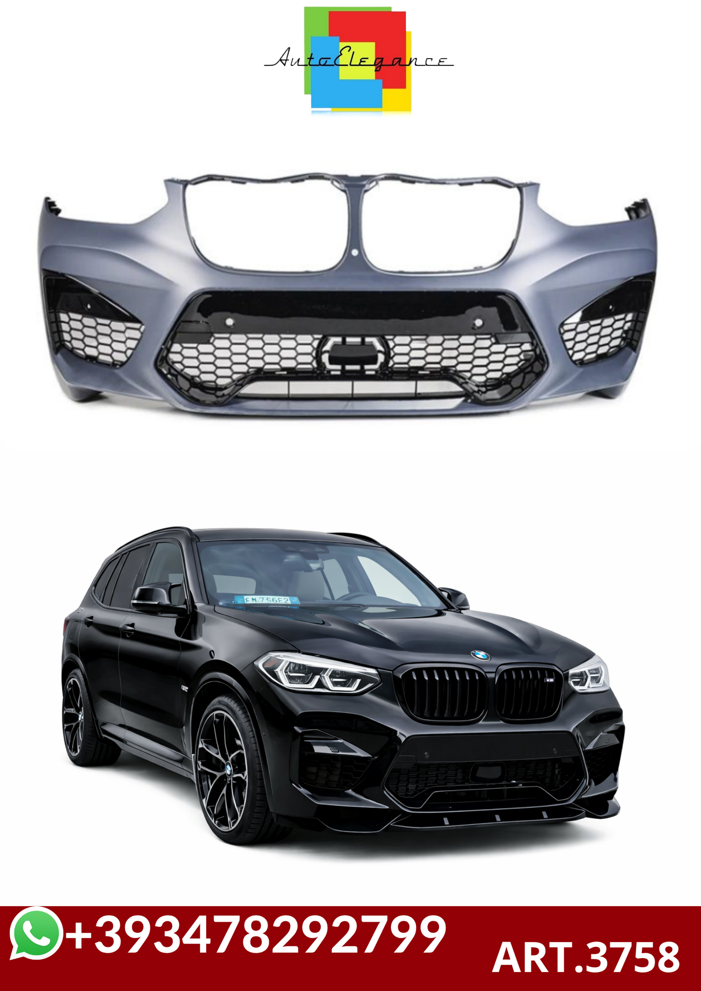 💕ART.3758 Paraurti anteriore  Bmw X3 G01, X4 G02 17-21 SPLITTER NON INCLUSO💕