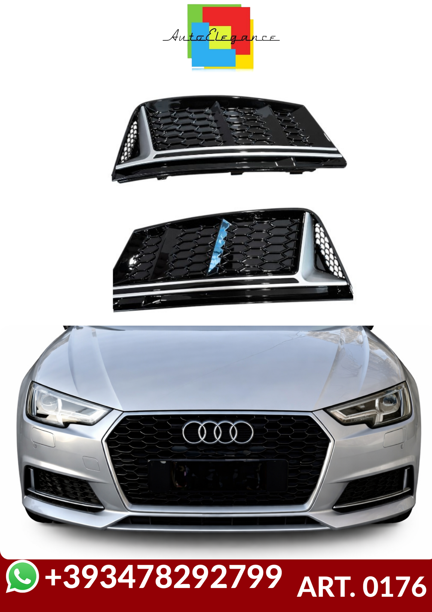 💕ART. 0176 GRIGLIE FENDINEBBIA AUDI A4 B9 2015-2019 STANDARD LOOK S4 RS4💕