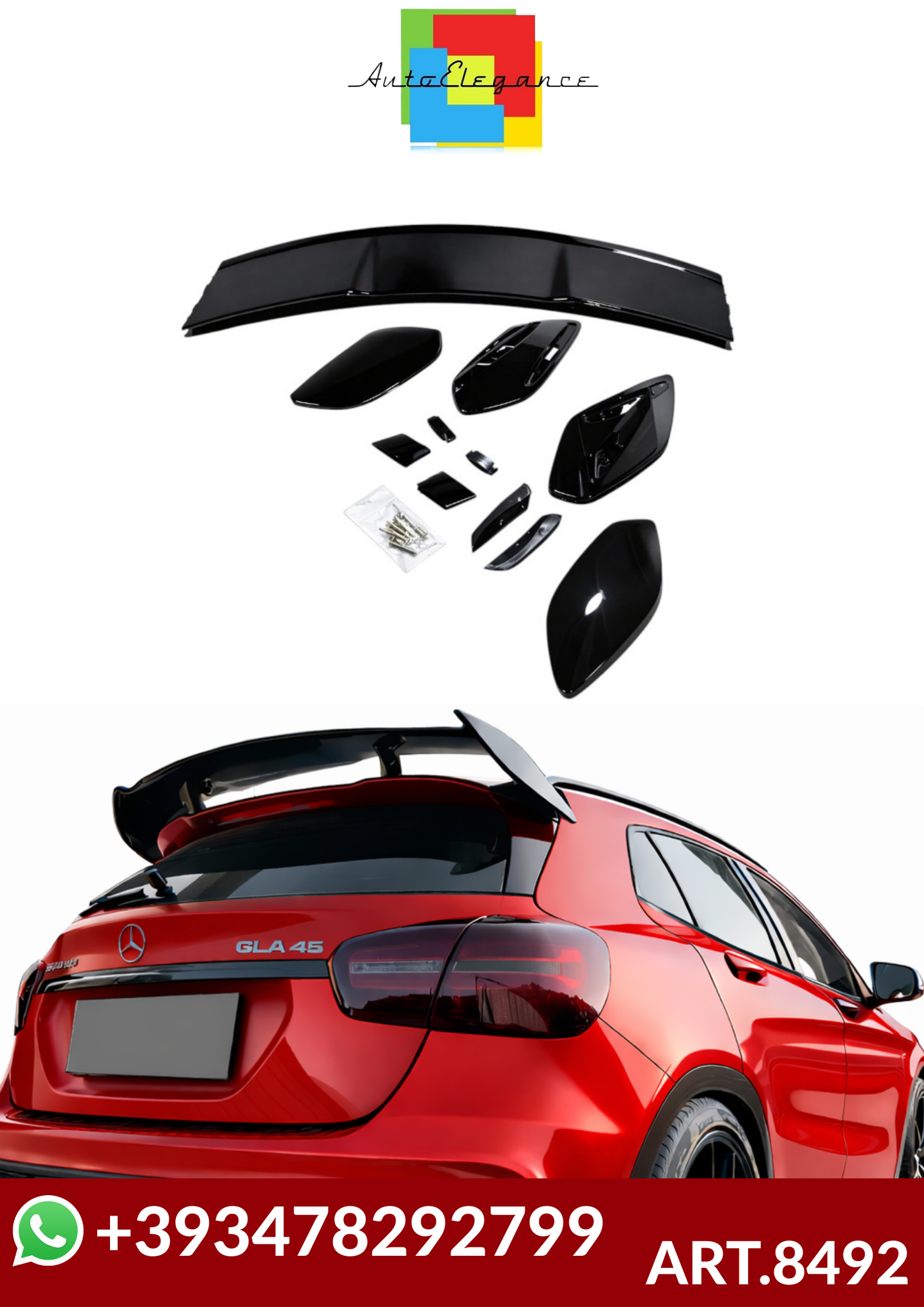 💕ART.8492 SPOILER Mercedes Benz GLA Class X156 NERO  LUCIDO 💕