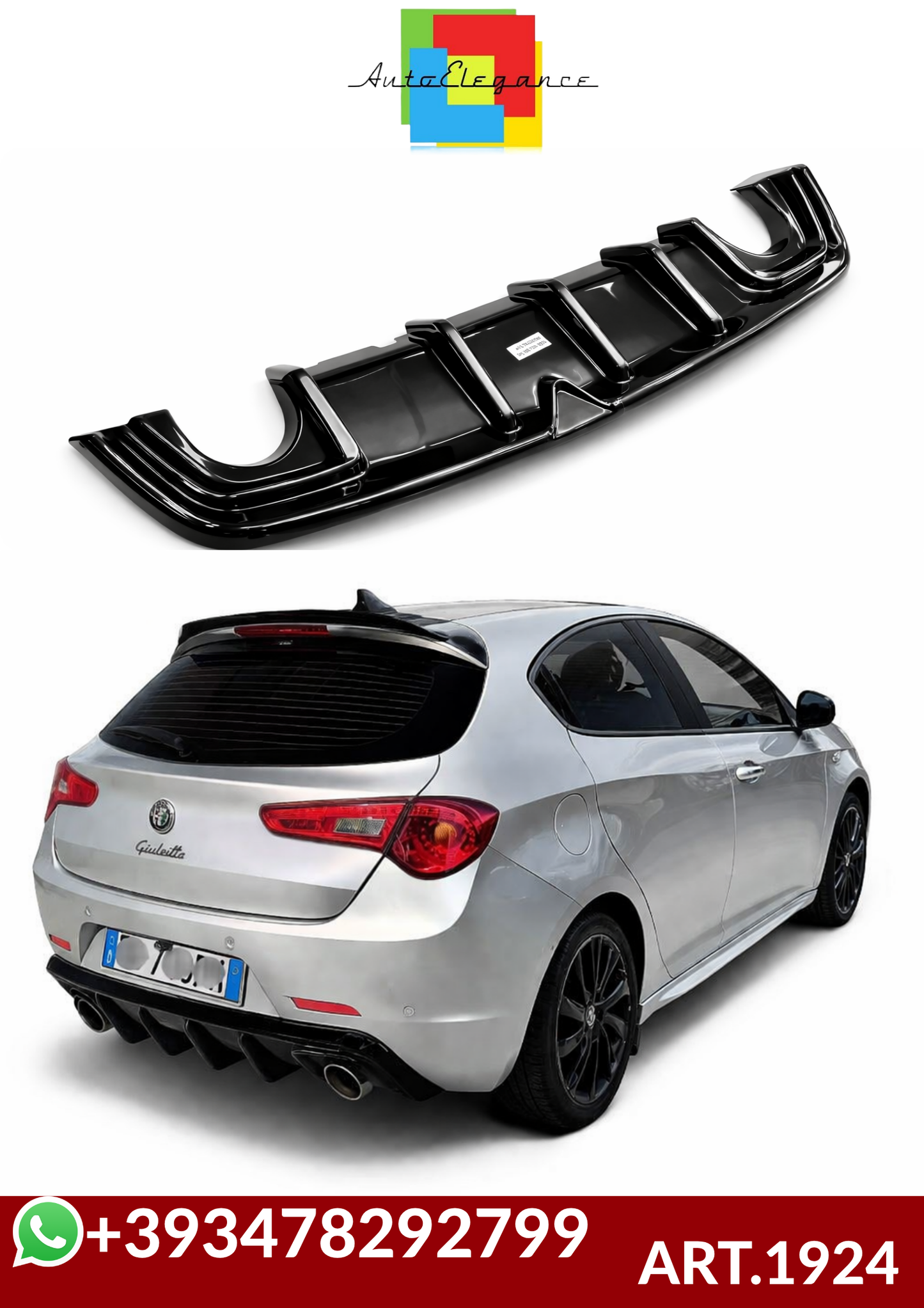 💕ART.1924  DIFFUSORE ALFA ROEMO GIULIETTA 2010-2020 NERO LUCIDO 💕