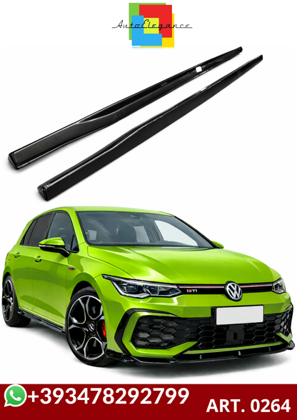 💕ART. 0264 SOTTO MINIGONNE VW GOLF 8 VIII 2019+ LOOK GTI NERO LUCIDO💕