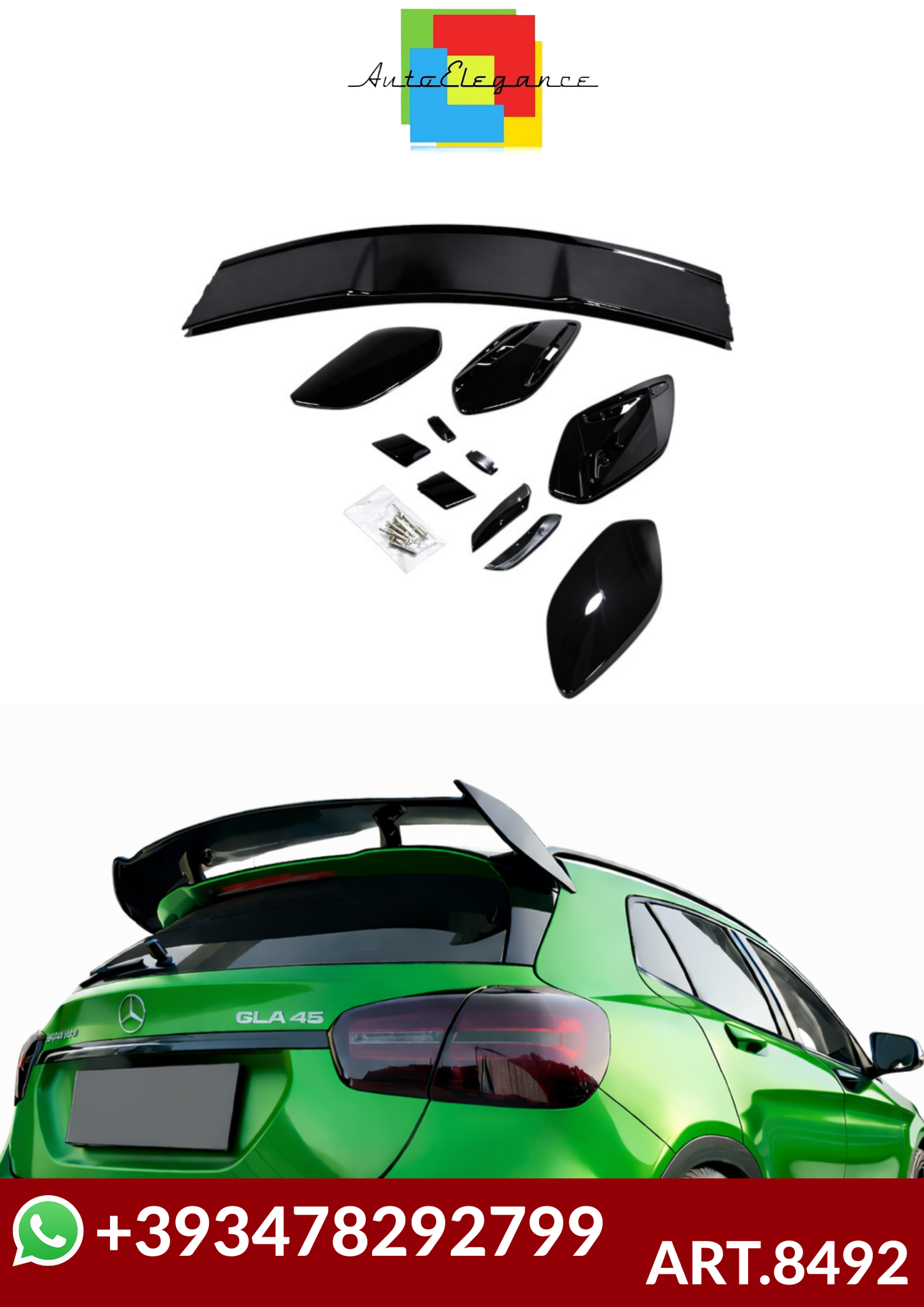 💕ART.8492 SPOILER Mercedes Benz GLA Class X156 NERO  LUCIDO 💕