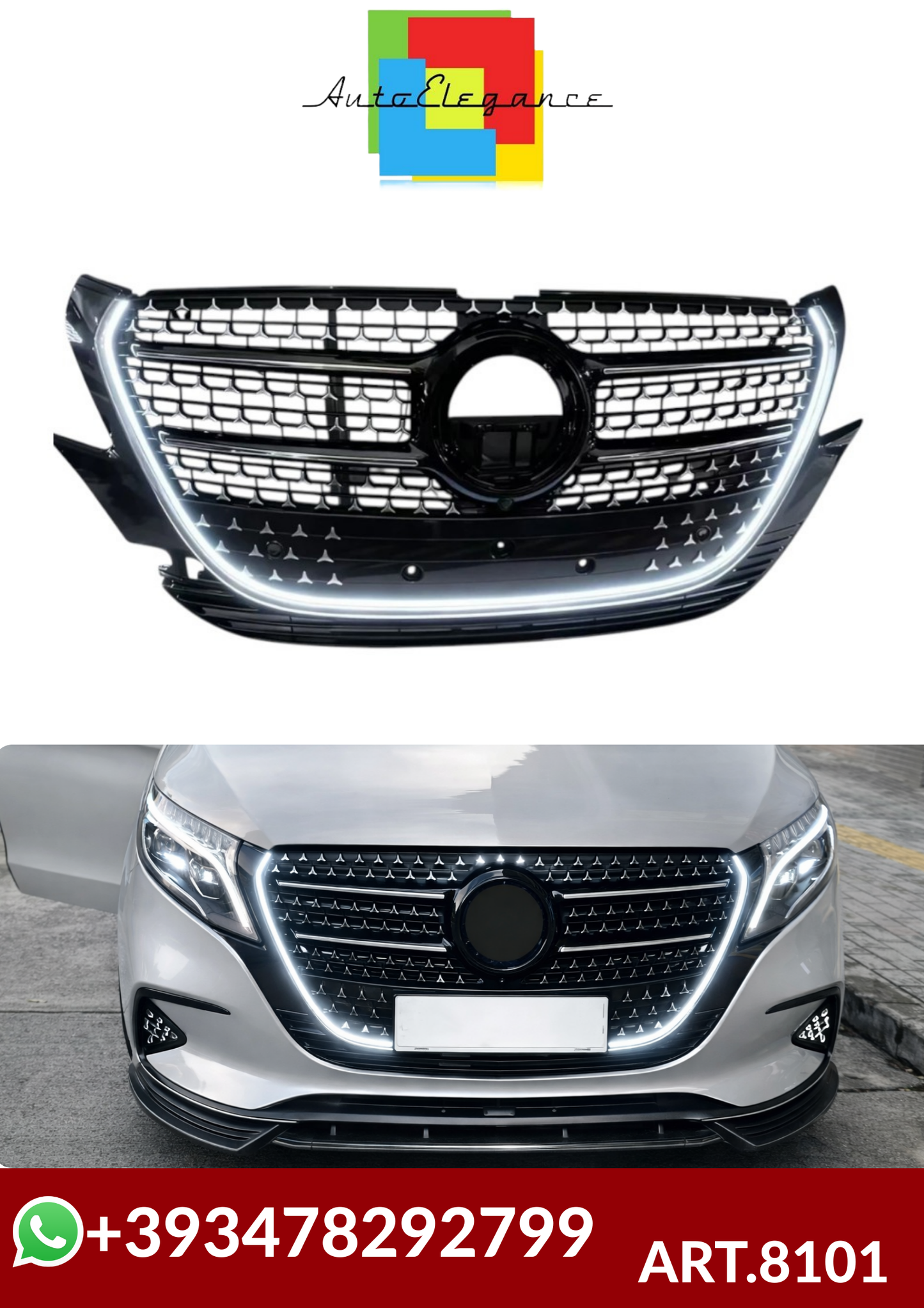 💕ART.8101 Griglia Radiatore LED Stile M Pre-Facelift  M.Benz Vito Metris W448💕