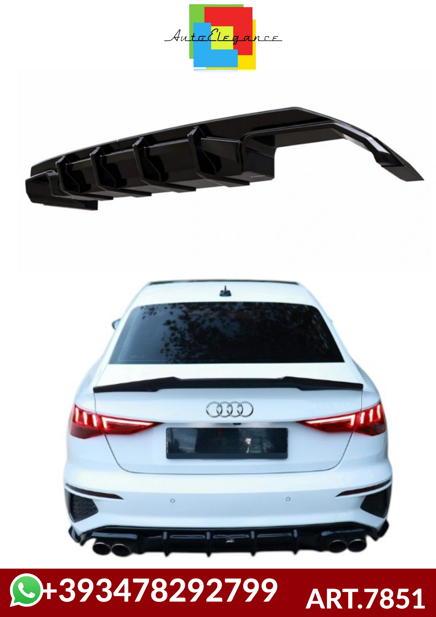 💕ART.7851 DIFFUSORE AUDI A3 8Y S-LINE 2020-2024 SEDAN/SPORTBACK💕