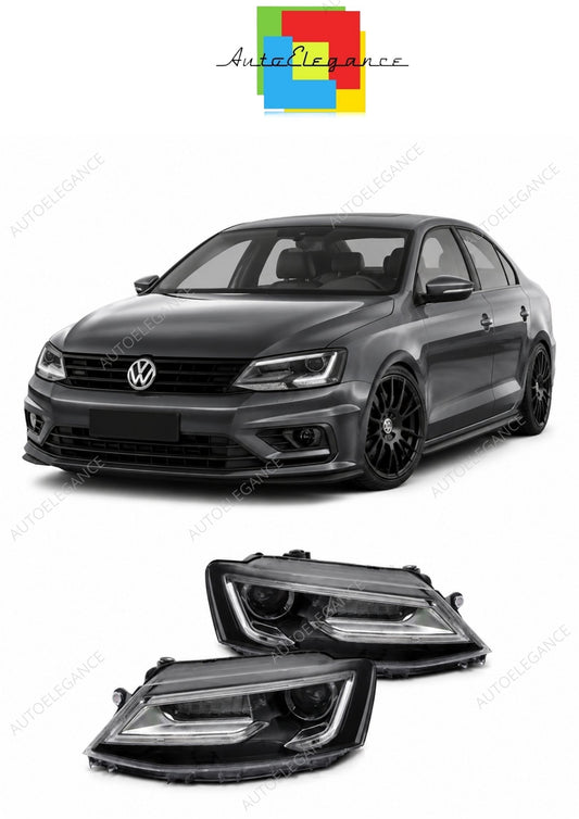 💕 Fari Anteriori Adatto per VW Jetta VI 11-18 Tube Light LED Neri 💕