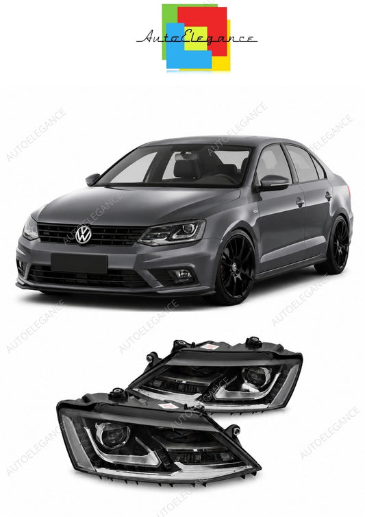 💕 Fari Anteriori Adatto per VW Jetta VI 11-18 LED DRL Neri 💕