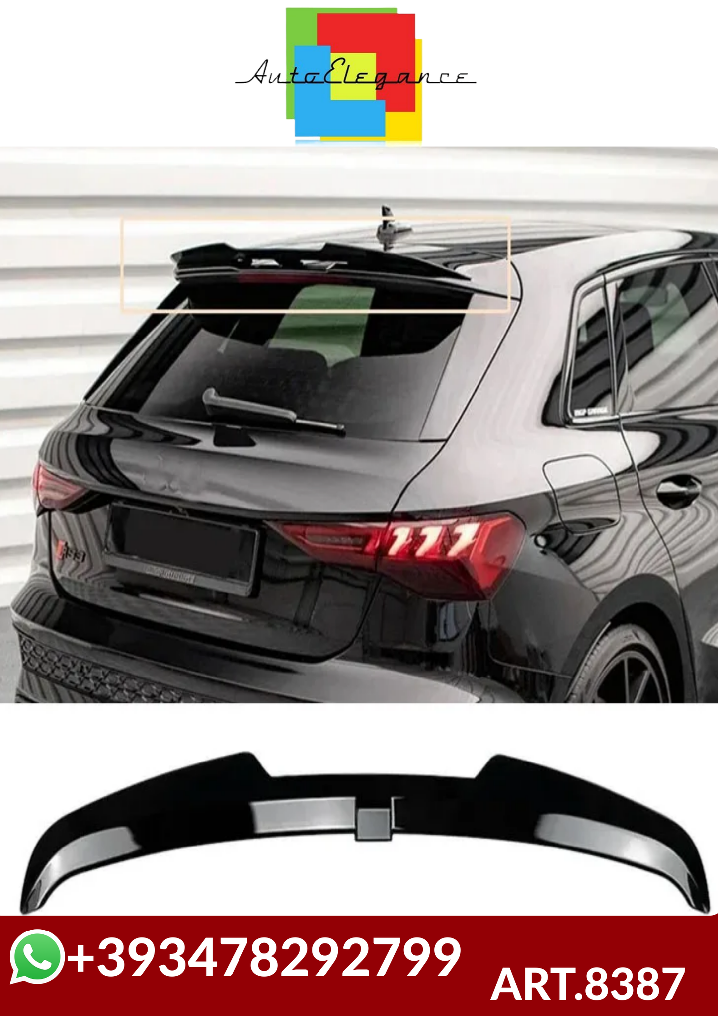 💕ART.8387 SPOILER  Audi A3 S3 RS3 8Y 2020-2024   💕